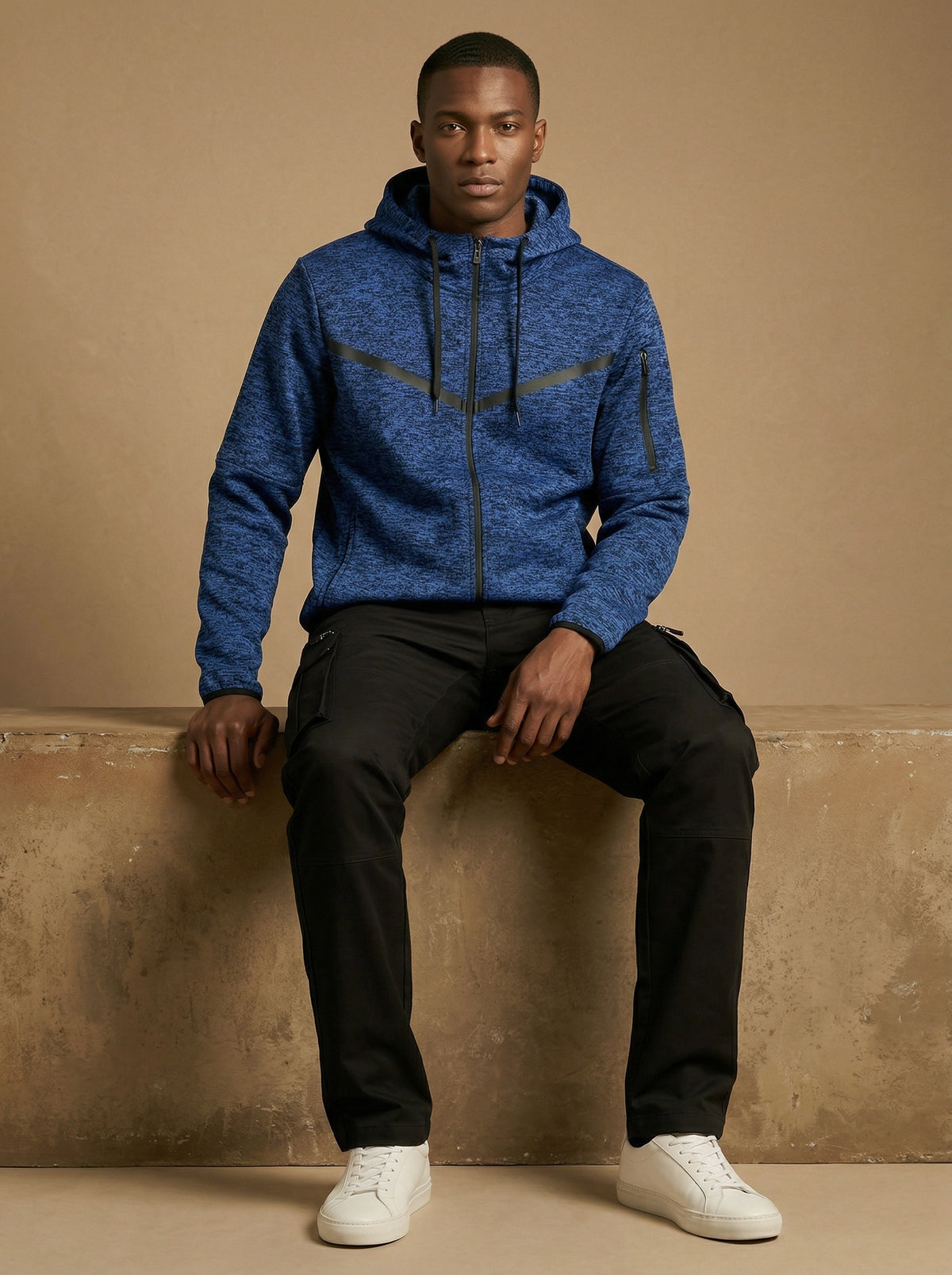 Cationic royal blue tech fleece hoodie alternate view