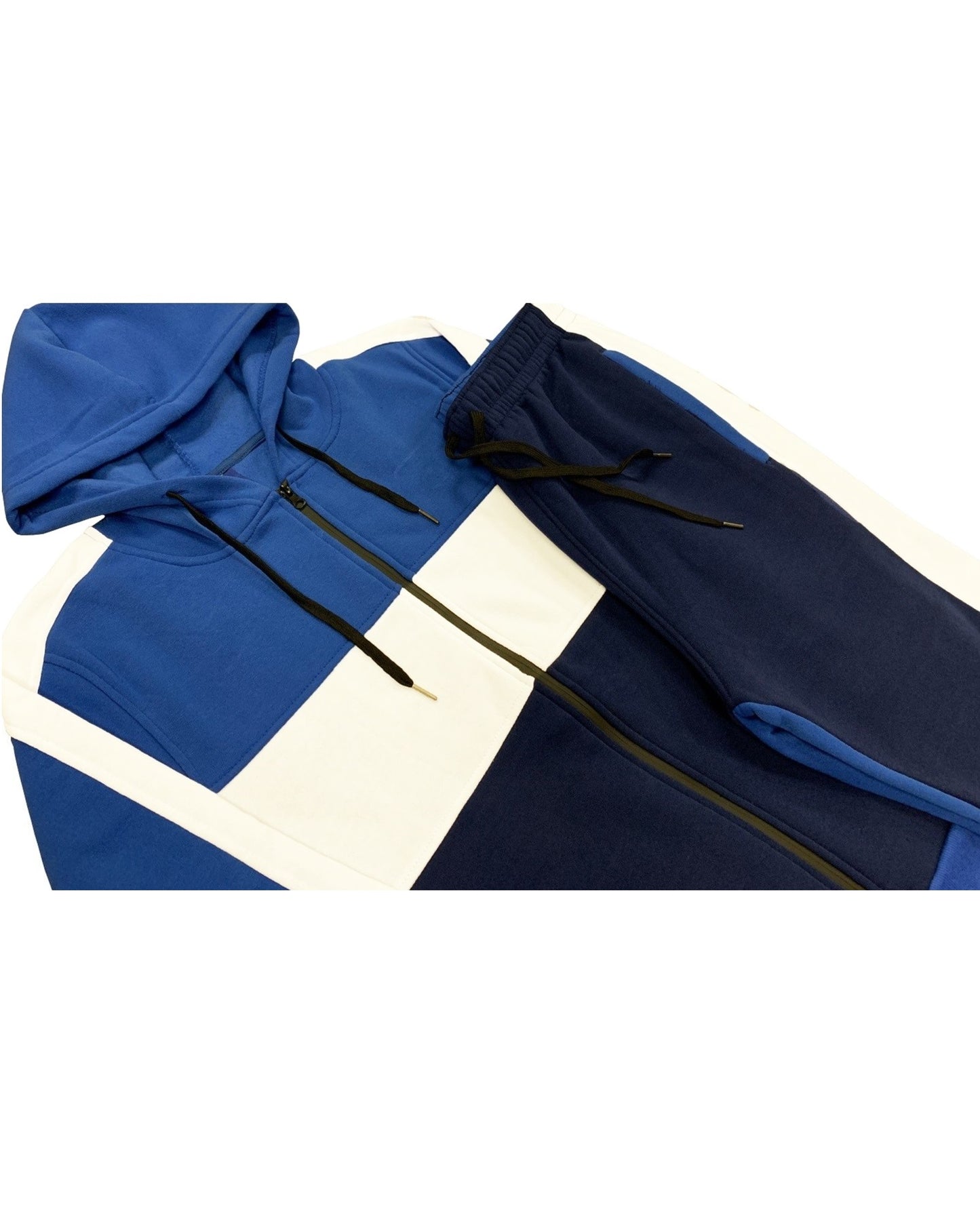 Mens' Jogger Sweatsuit 2-Piece Color Block Sweat jacket Sweatpants Fleece suit