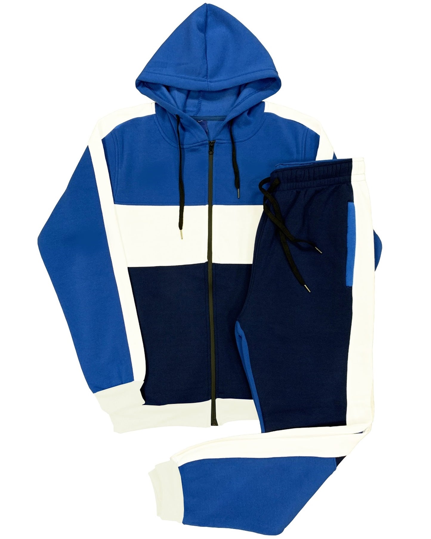 Mens' Jogger Sweatsuit 2-Piece Color Block Sweat jacket Sweatpants Fleece suit