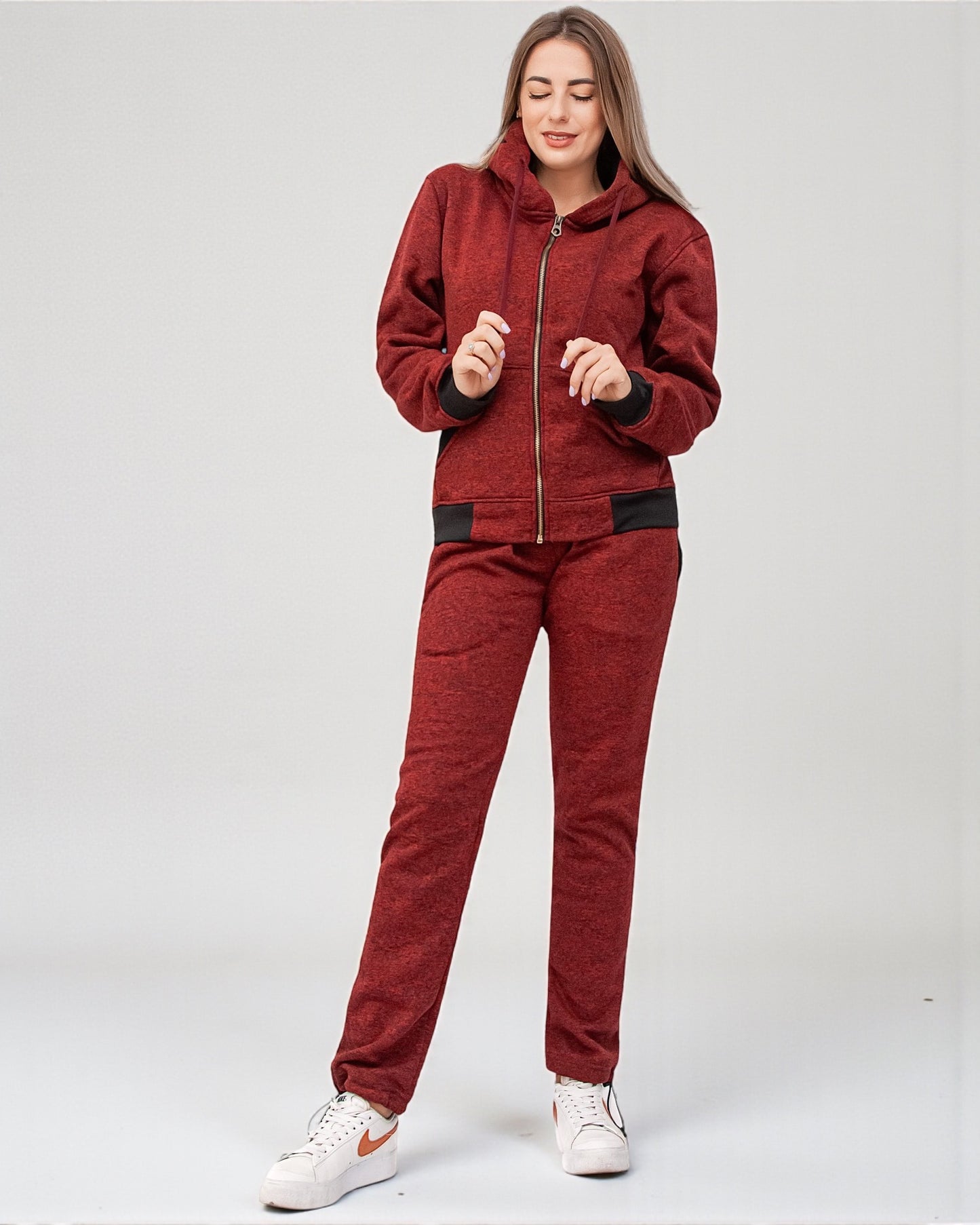 Women’s Flora zip up Soft fleece Hoodie Sweatshirt with Sweatpants