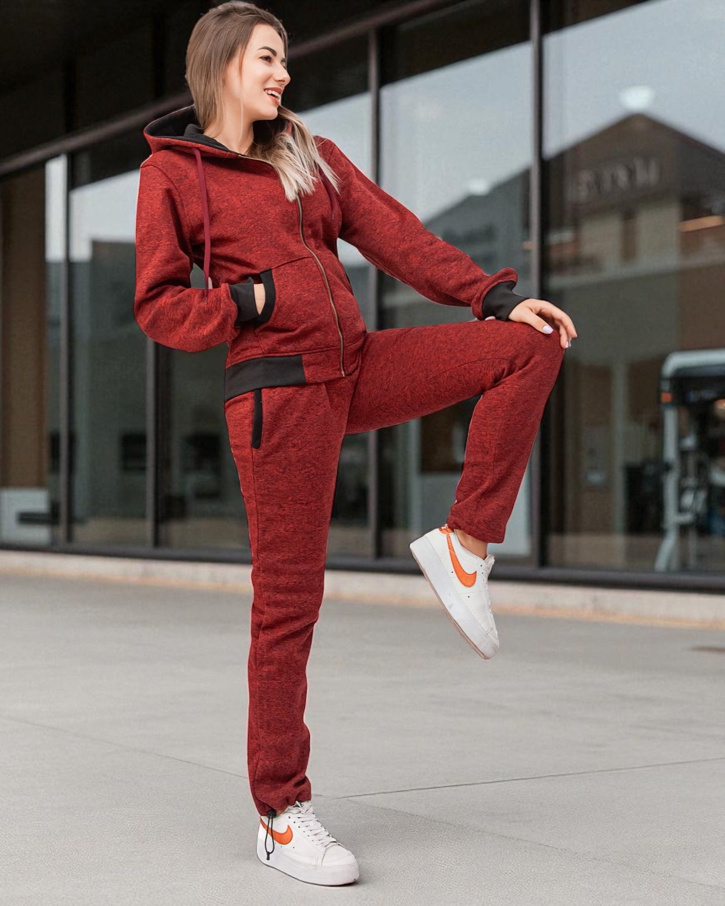 Women’s Flora zip up Soft fleece Hoodie Sweatshirt with Sweatpants