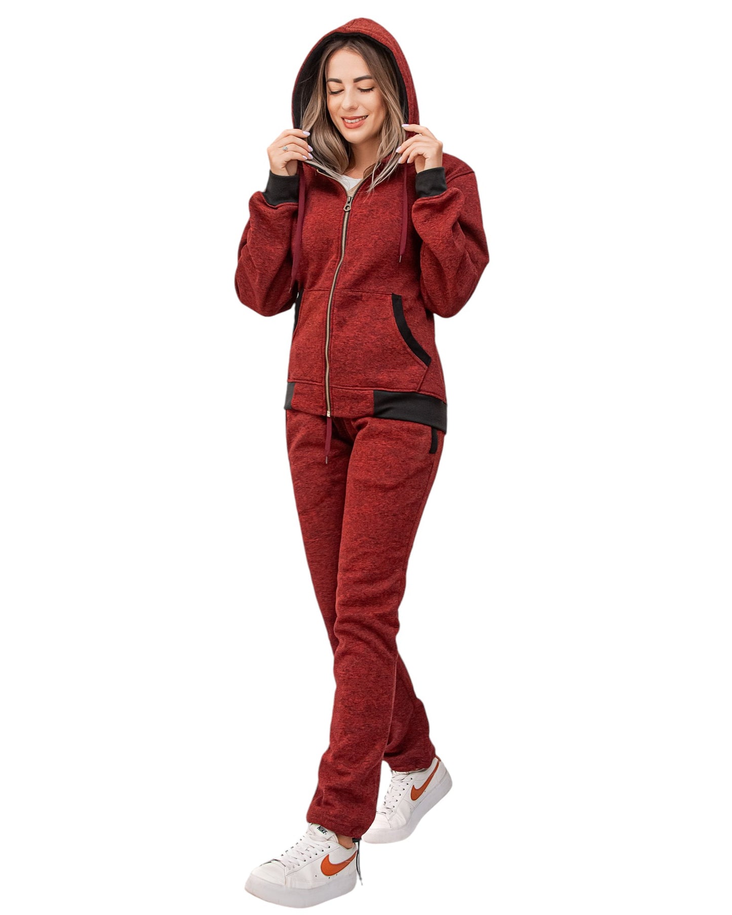 Women’s Flora zip up Soft fleece Hoodie Sweatshirt with Sweatpants