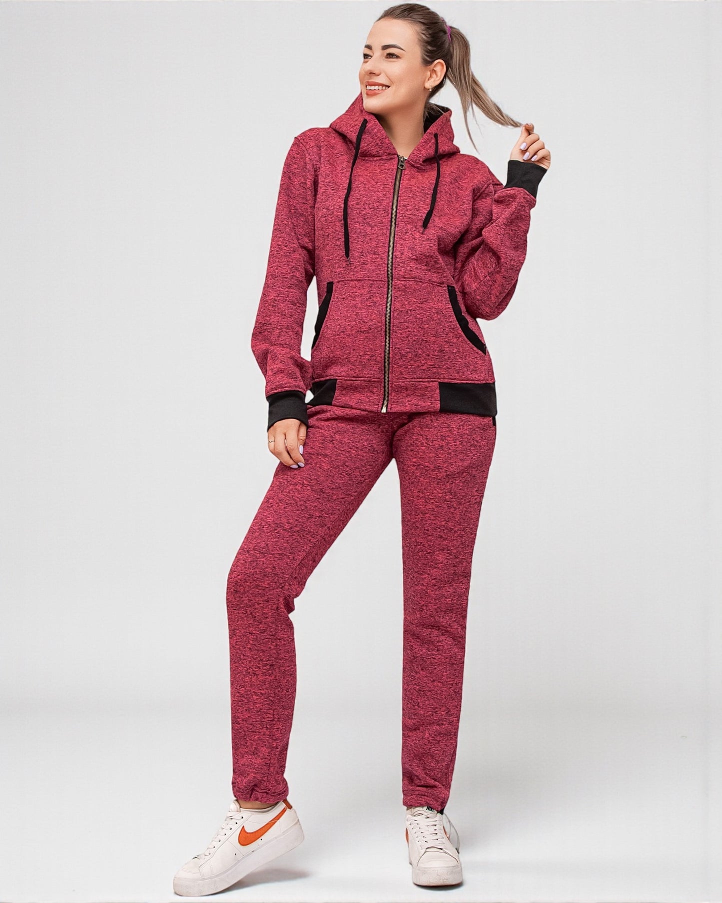 Women’s Flora zip up Soft fleece Hoodie Sweatshirt with Sweatpants