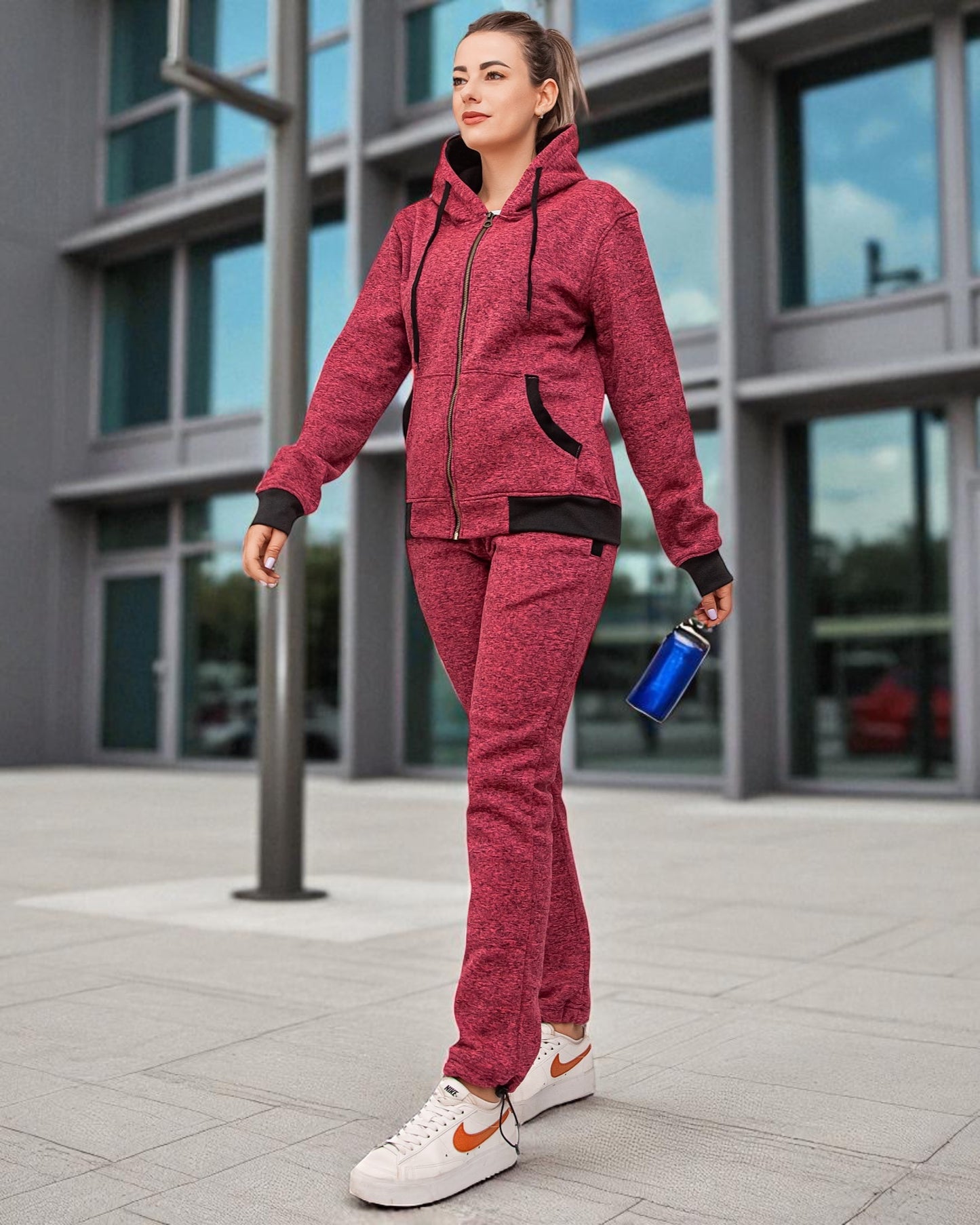 Women’s Flora zip up Soft fleece Hoodie Sweatshirt with Sweatpants