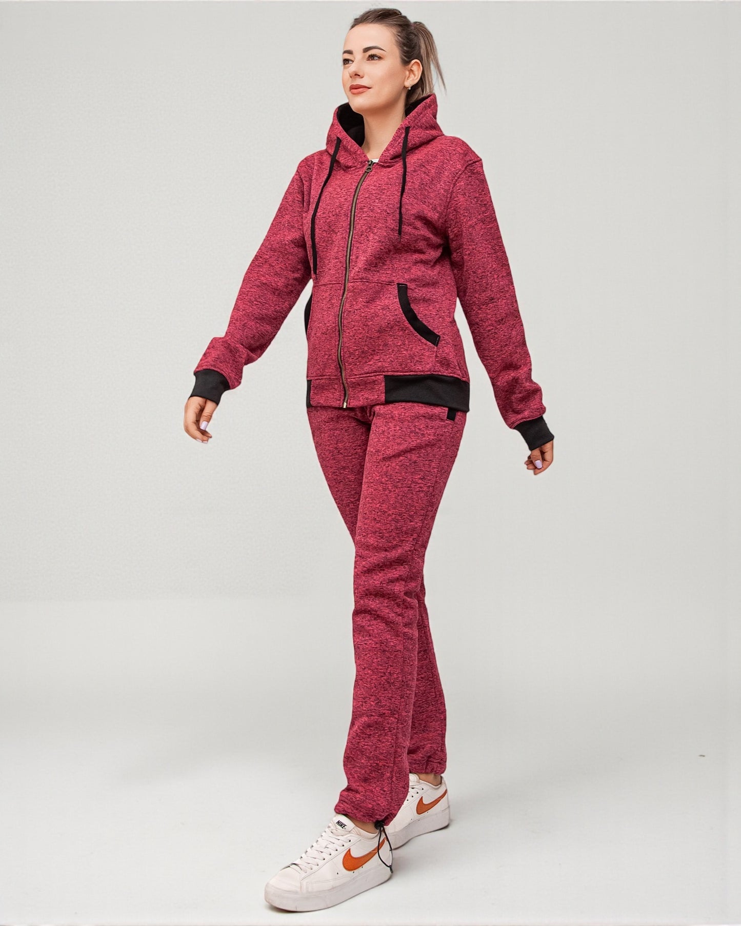 Women’s Flora zip up Soft fleece Hoodie Sweatshirt with Sweatpants