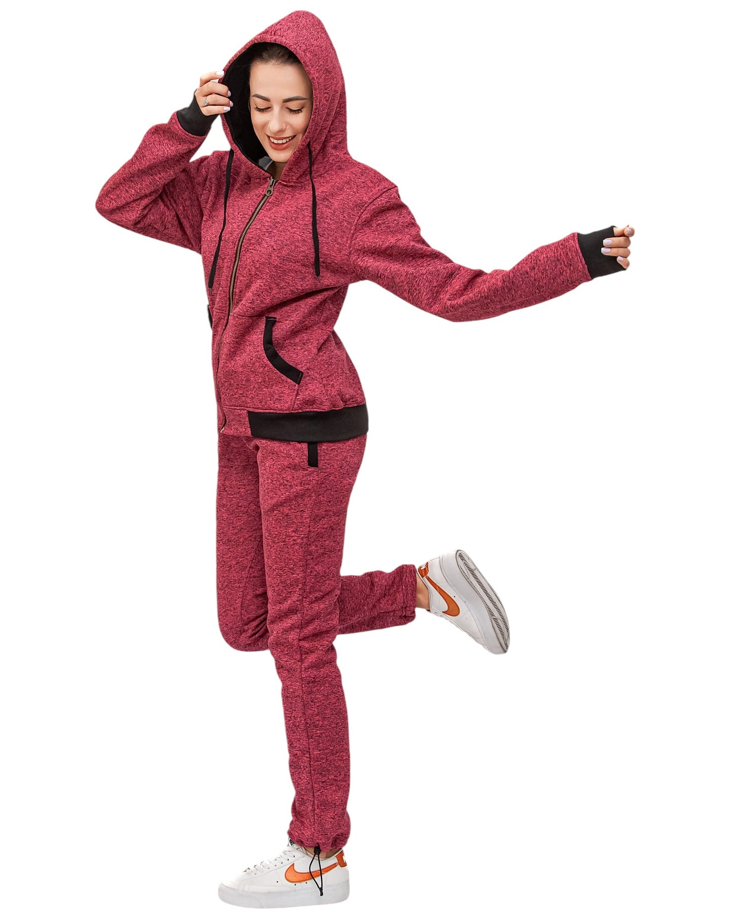 Women’s Flora zip up Soft fleece Hoodie Sweatshirt with Sweatpants