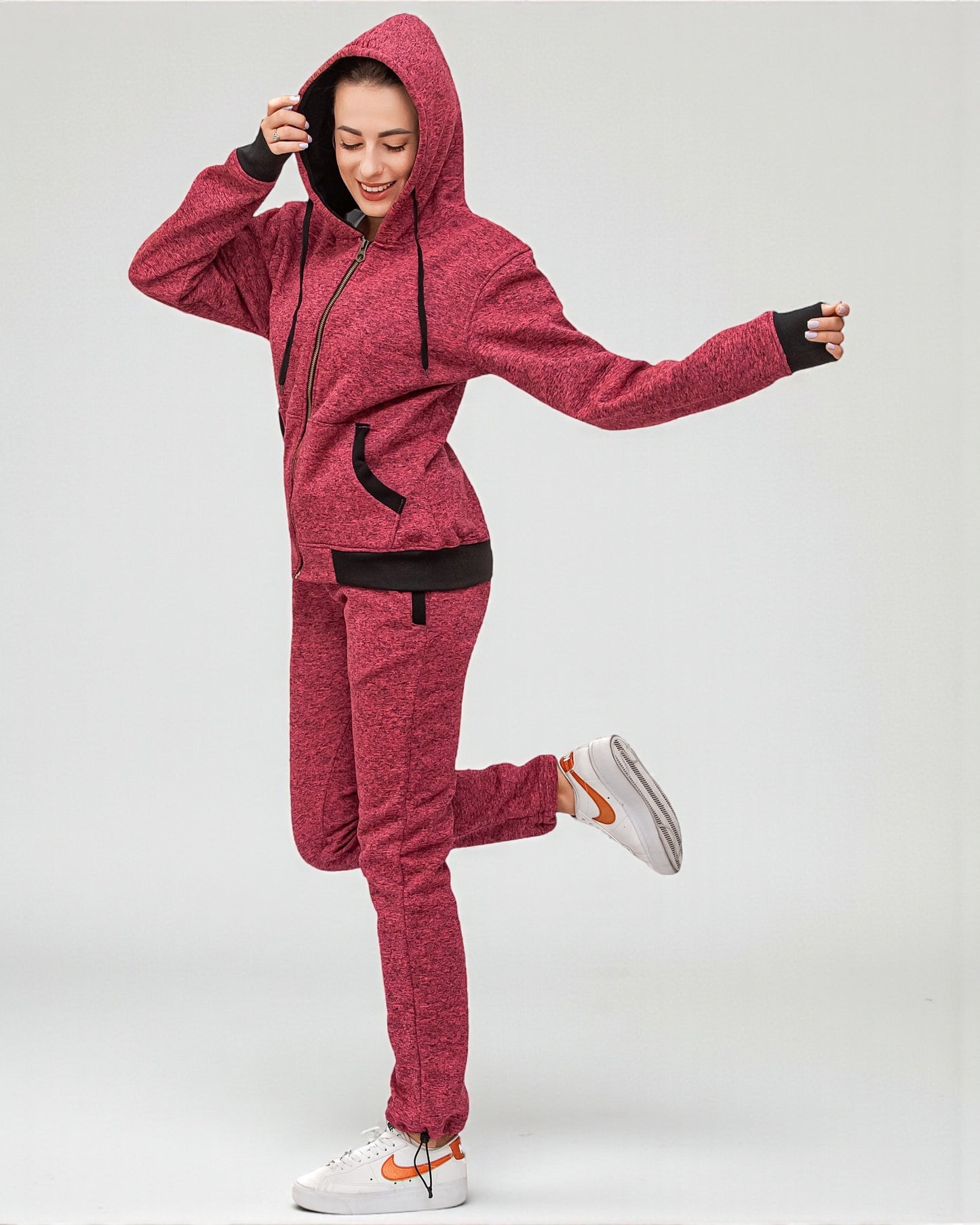 Women’s Flora zip up Soft fleece Hoodie Sweatshirt with Sweatpants