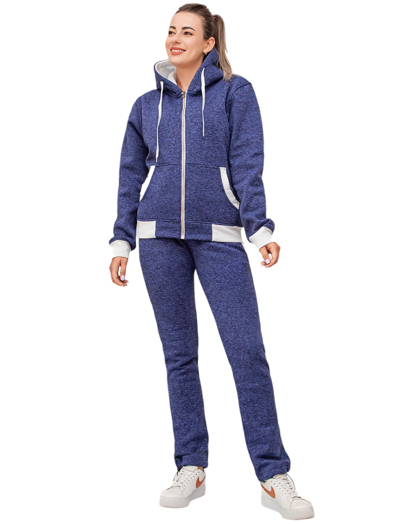 Women’s Flora zip up Soft fleece Hoodie Sweatshirt with Sweatpants