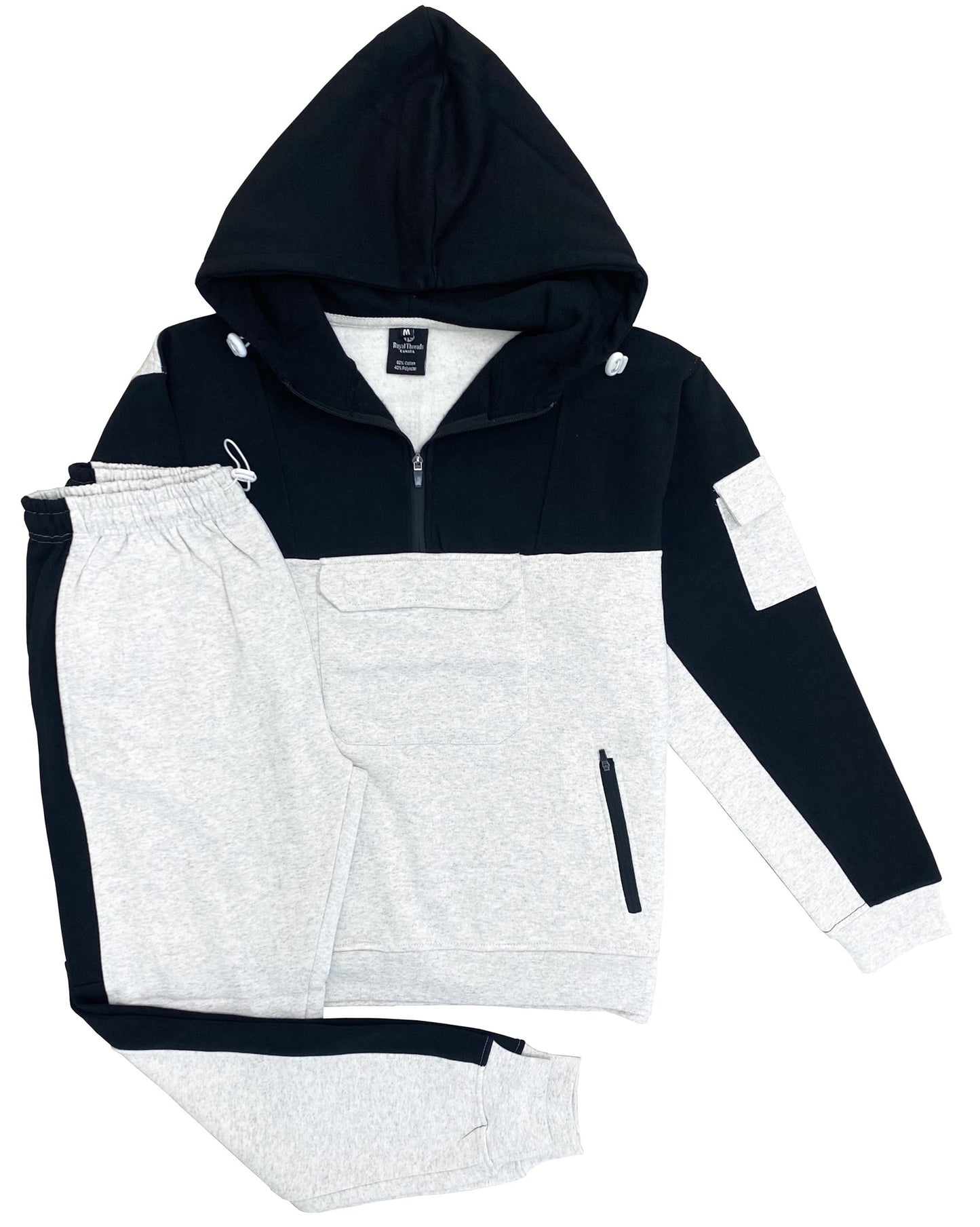 Men's 2-Piece Sweatsuit Quarter Zip Hoodie With Jogger sweatpants Heavy Fleece Outfit