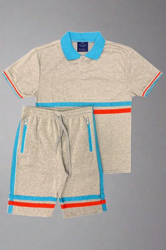 Men’s 2-Piece Short Set with 2 bottom down Shirt and Soft Fleece Summer Shorts Matching Outfit