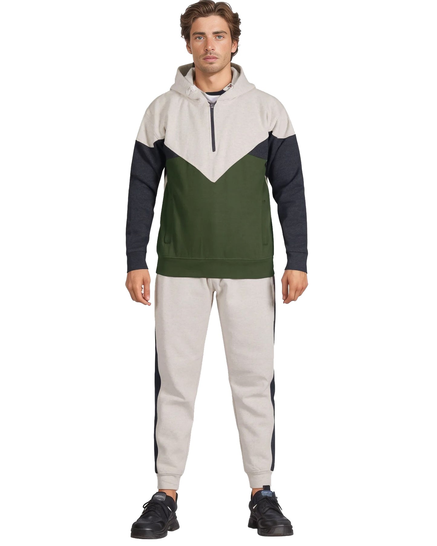 Men’s 2-Piece Quarter Zip Resilience Fleece Hoodie Sweatsuit