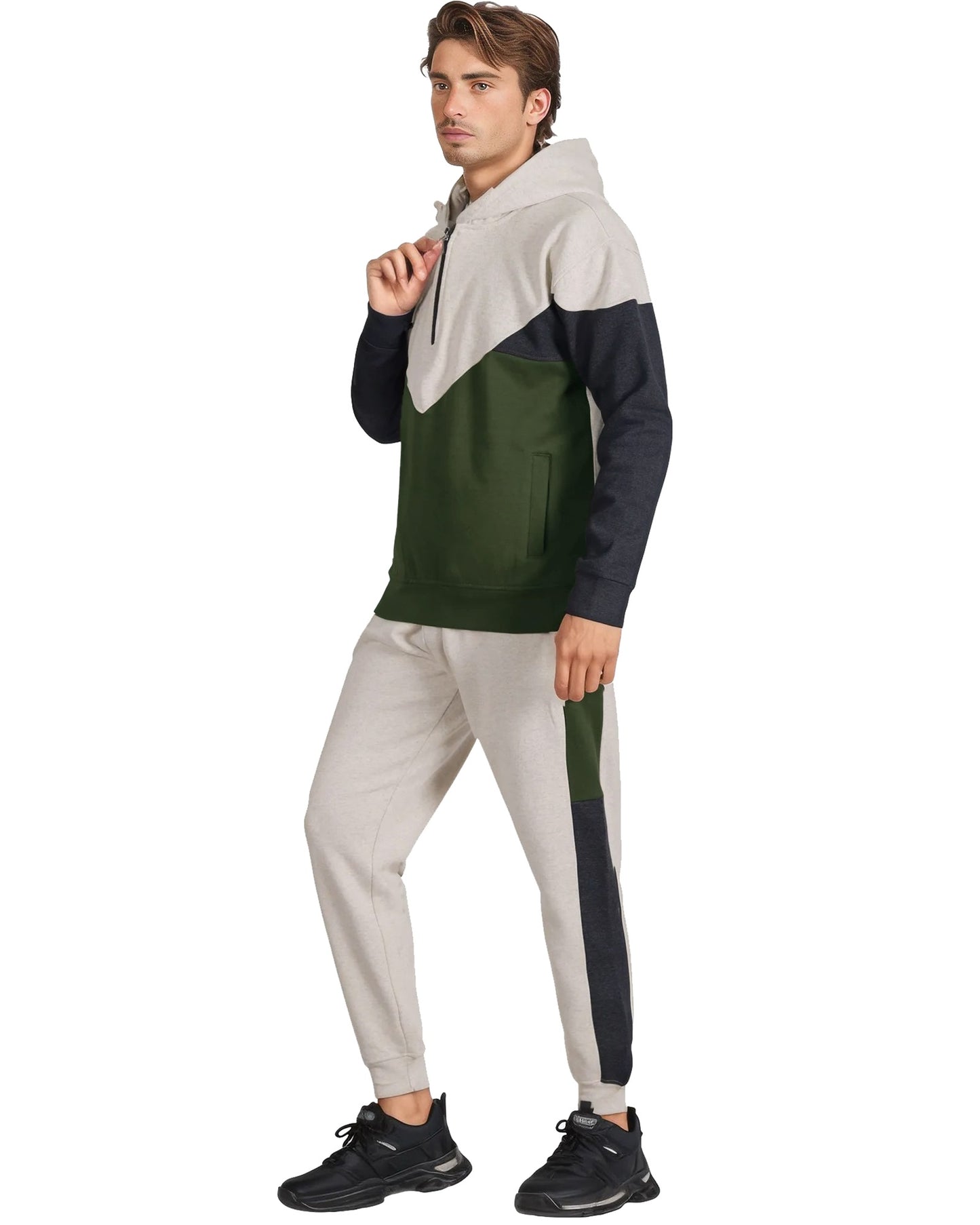 Men’s 2-Piece Quarter Zip Resilience Fleece Hoodie Sweatsuit