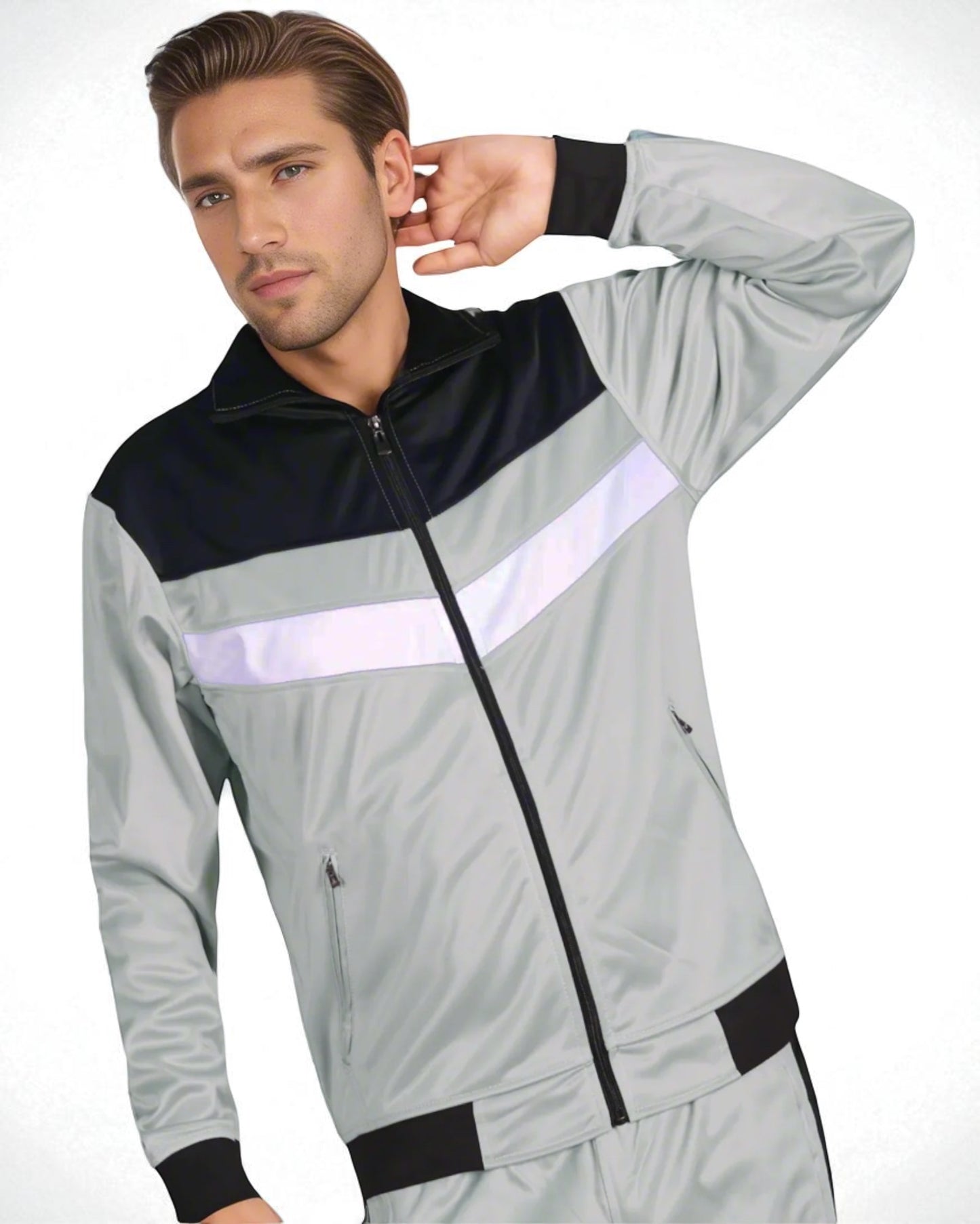 Men's Tracksuit Warm-Up 2-piece Retro Style Track Jacket & Pants Matching Set