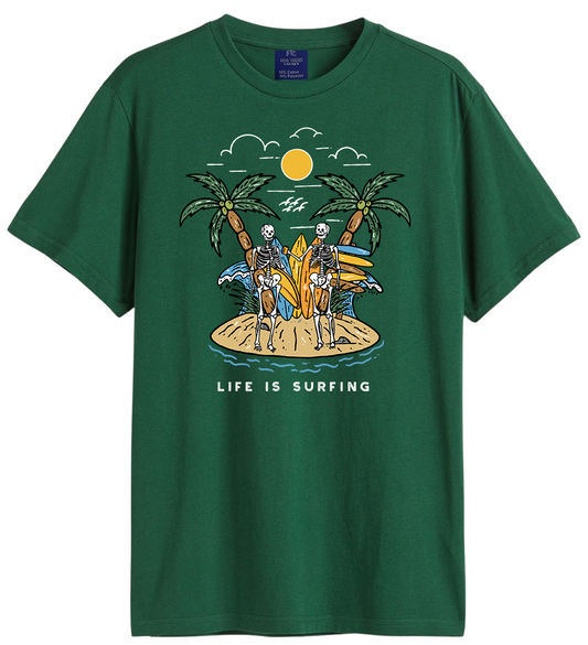 Men's Life is surfing Graphic Printed Cotton T Shirt
