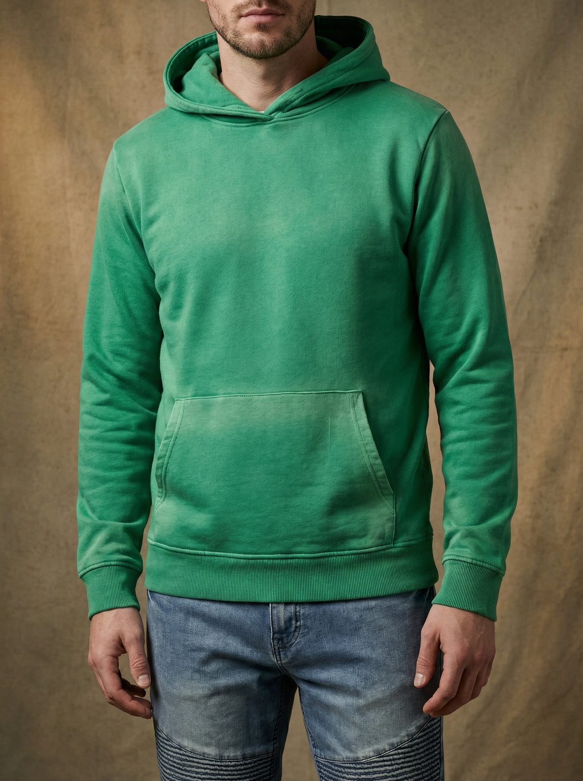 Green men’s Snowflake Wash pullover hoodie, alternate view 2