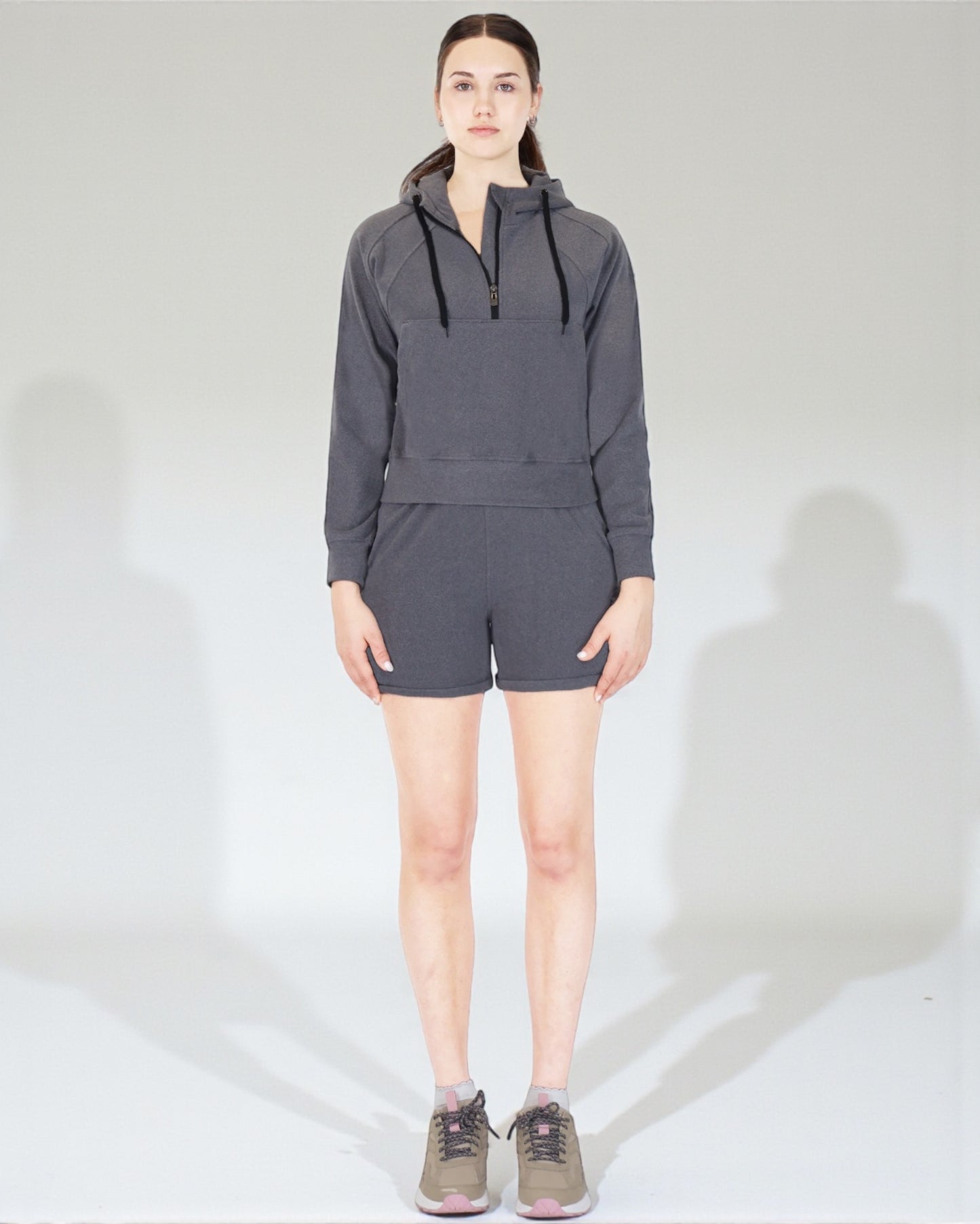 Women’s Half-Zip Hoodie and Shorts Lounge Set