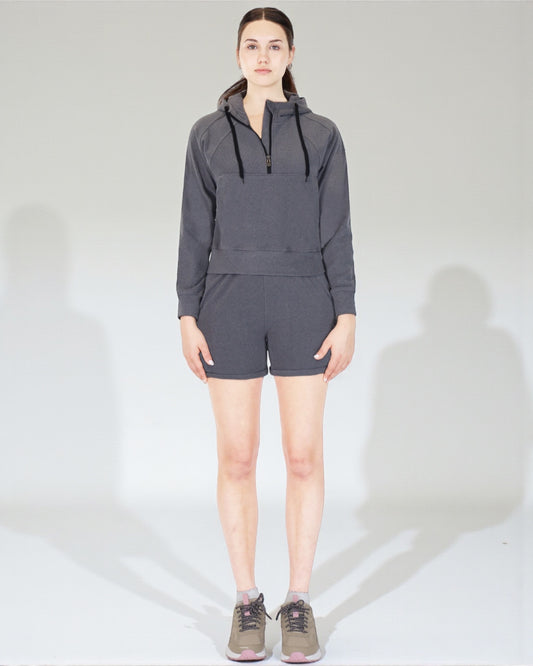 Women’s Half-Zip Hoodie and Shorts Lounge Set