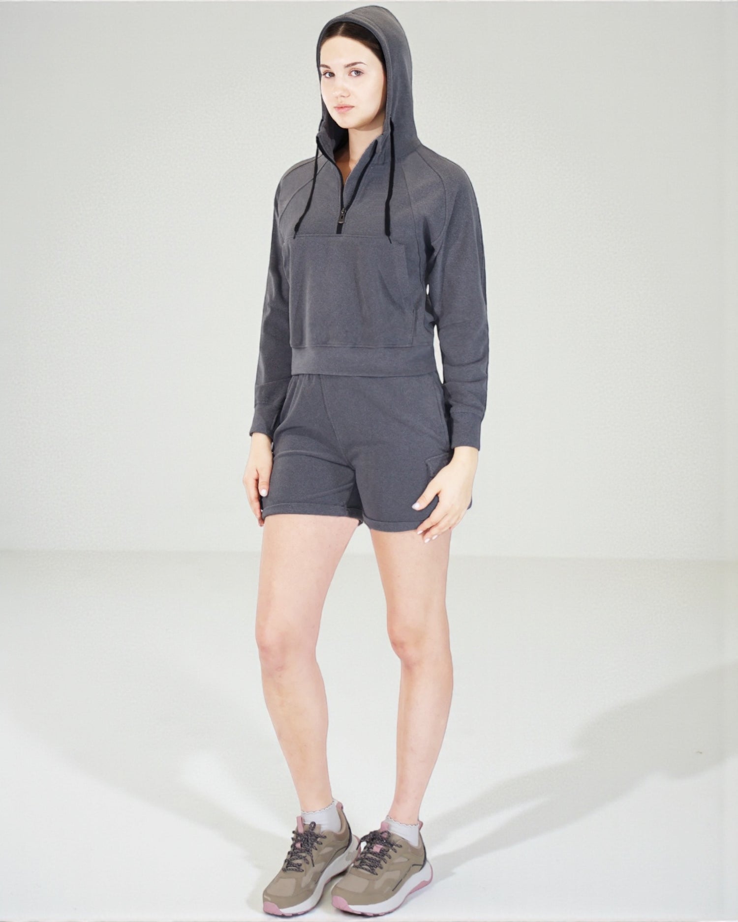 Women’s Half-Zip Hoodie and Shorts Lounge Set