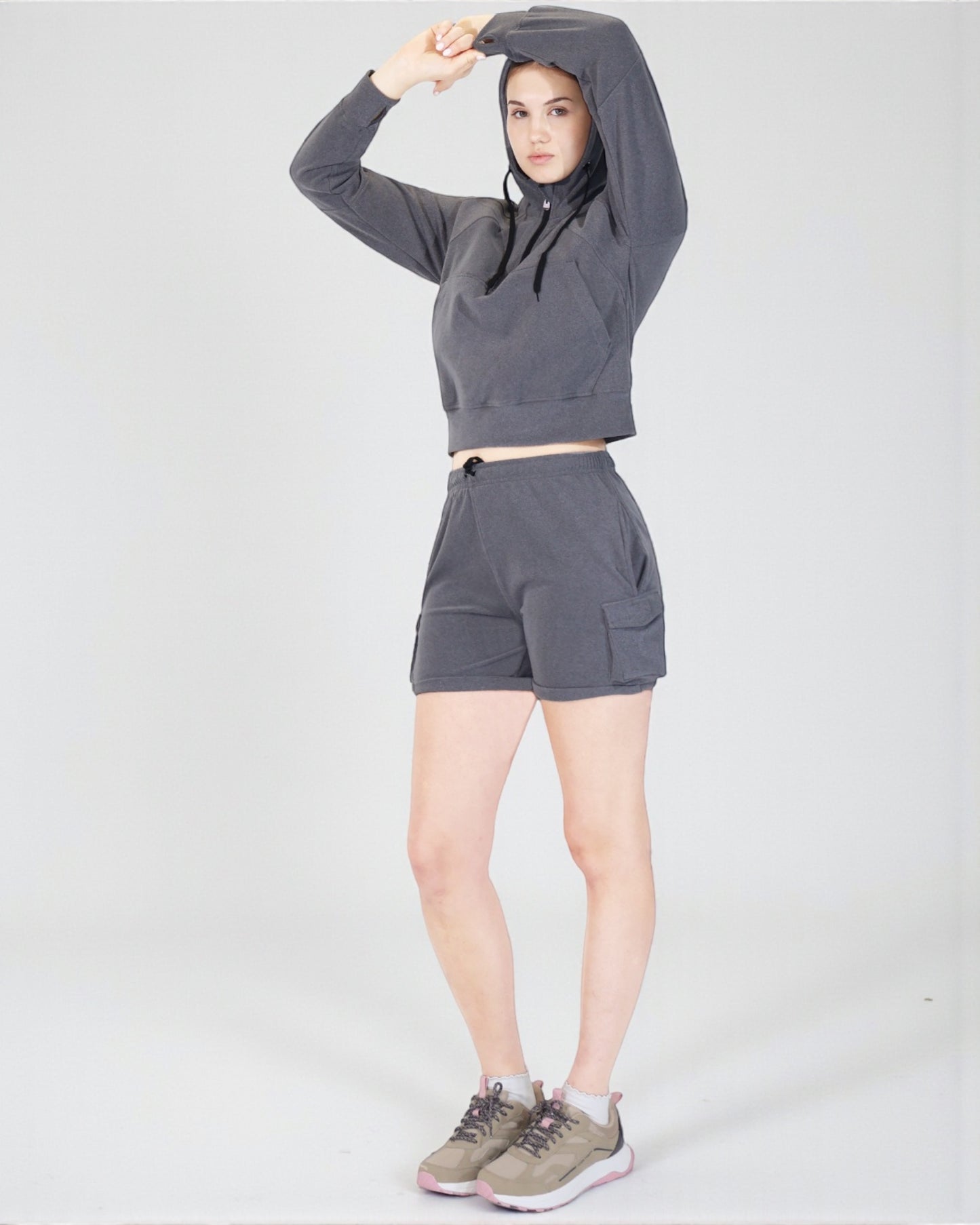 Women’s Half-Zip Hoodie and Shorts Lounge Set
