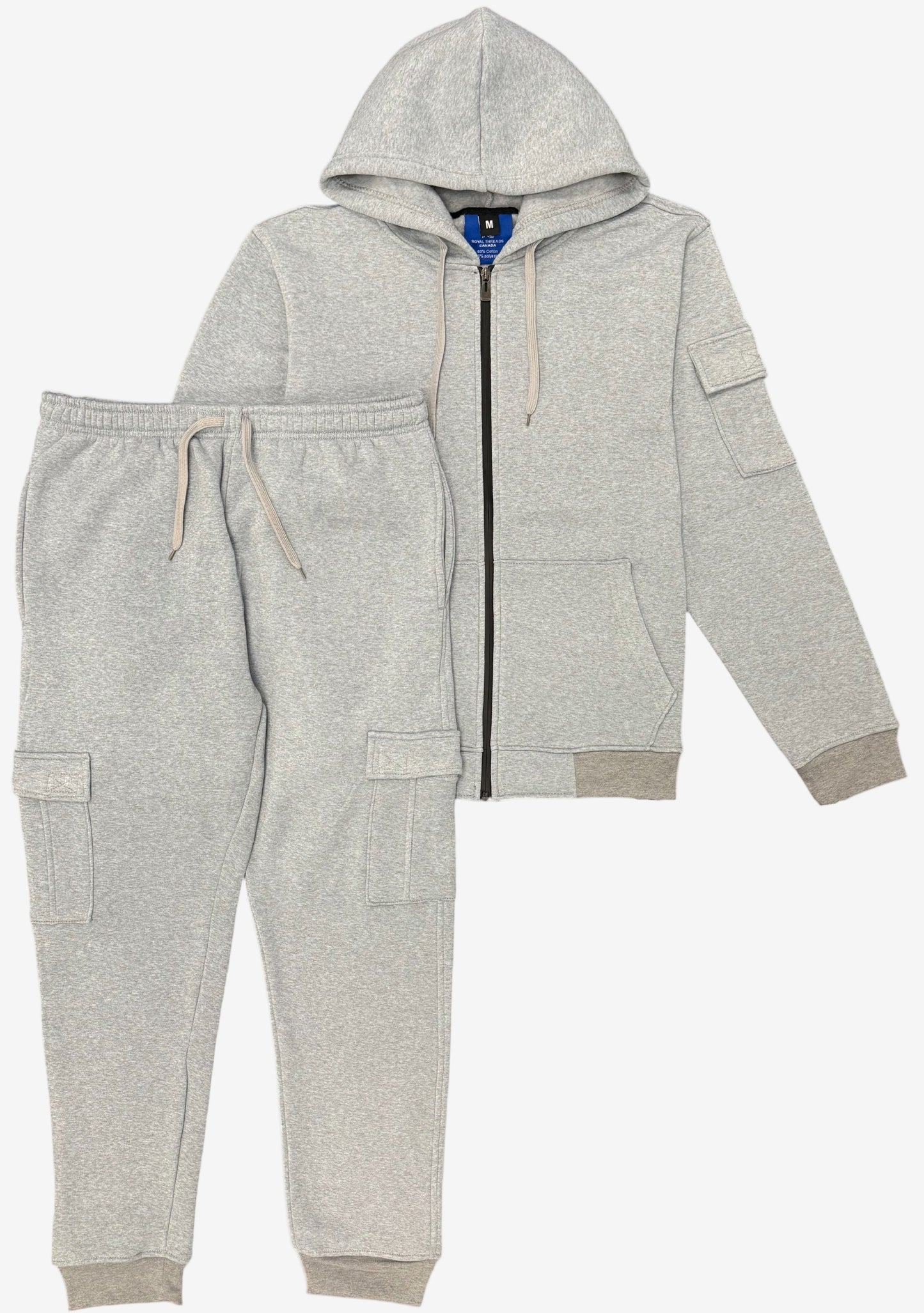Men's Warm Cargo Pants Fleece Sweatsuit