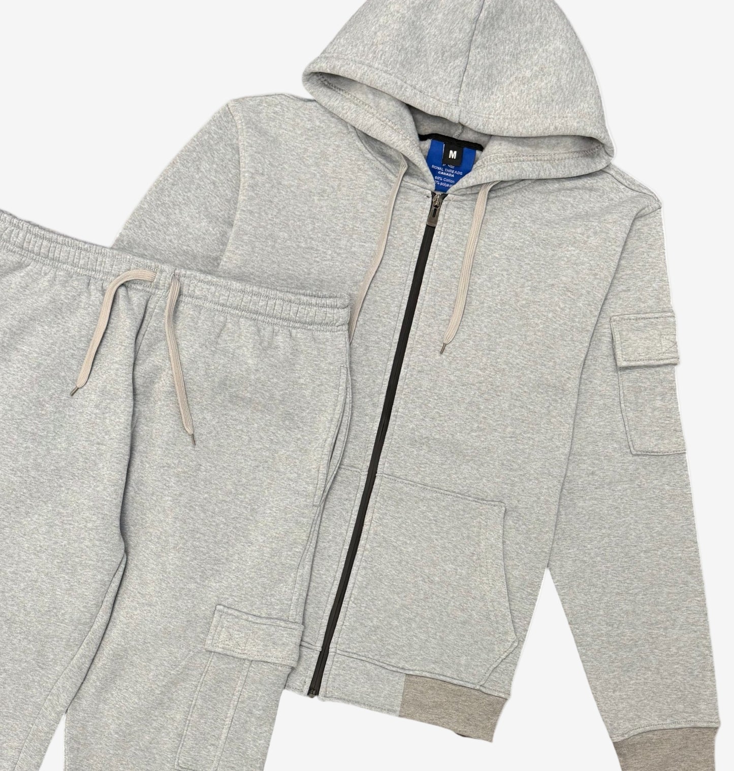 Men's Warm Cargo Pants Fleece Sweatsuit