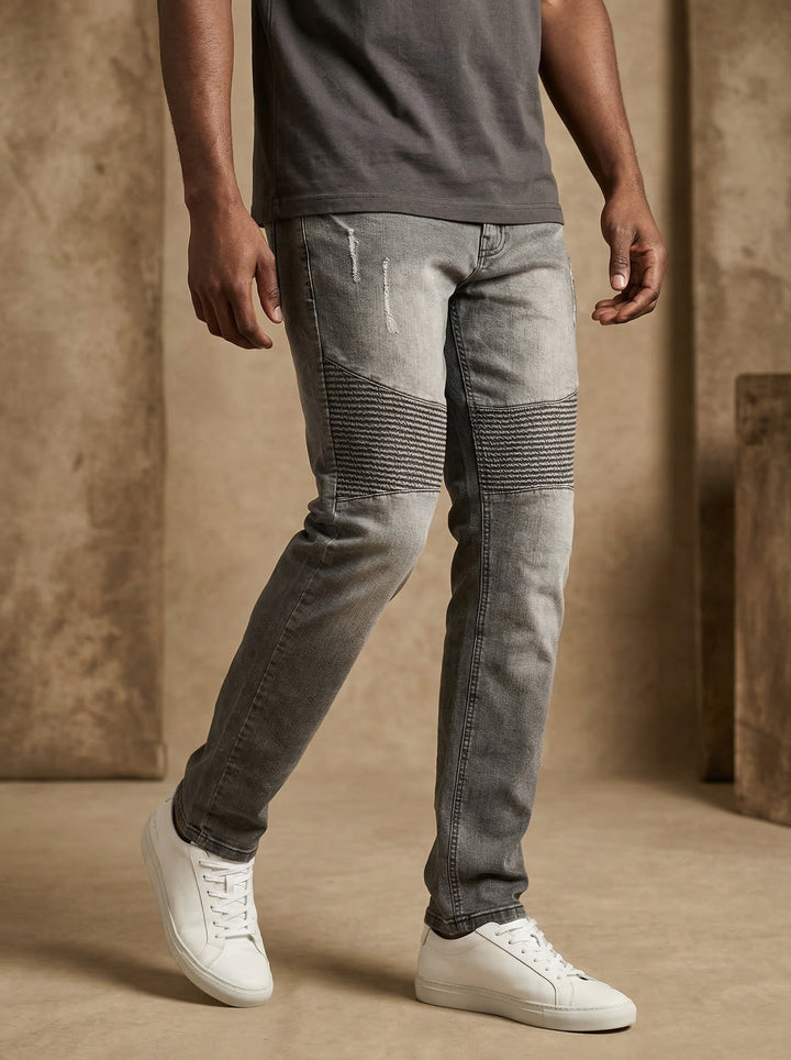 Men's Biker Denim Straight Fit Ripped Denim Jeans – Royal Threads
