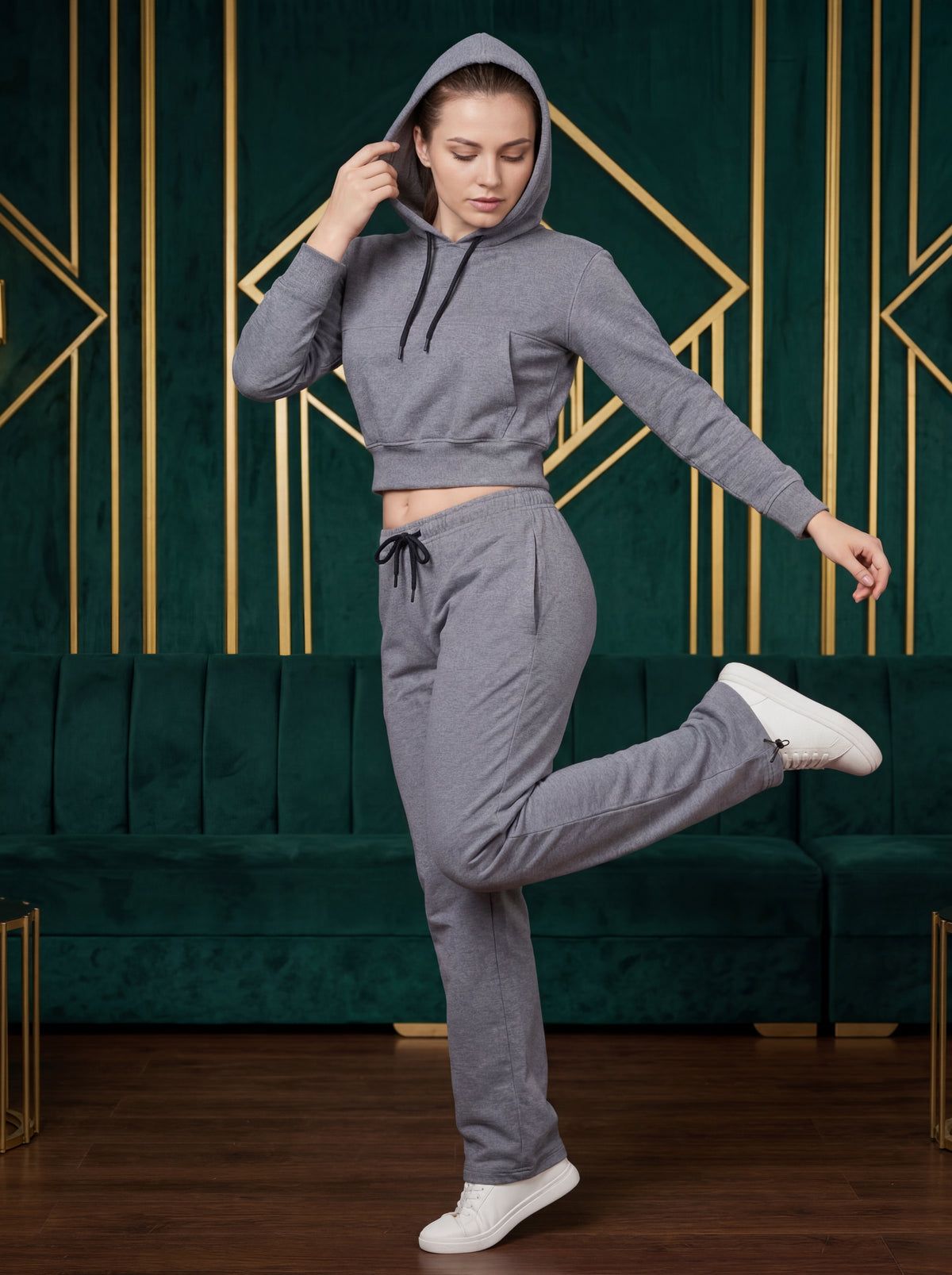 Women's Soft Stretch Cropped Hoodie Set – alternate view 2