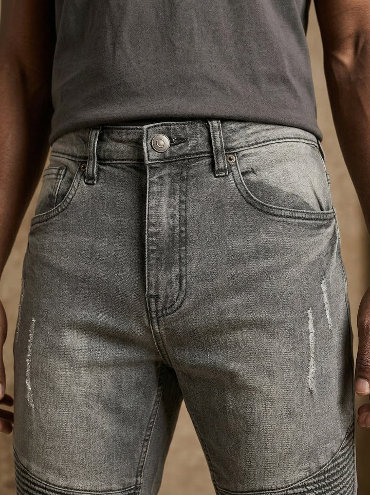 Men's Biker Denim Straight Fit Ripped Denim Jeans – Royal Threads