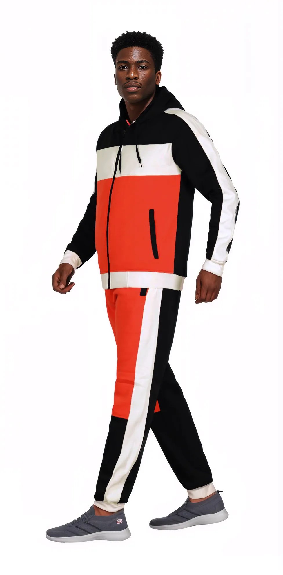 Mens' Jogger Sweatsuit 2-Piece Color Block Sweat jacket Sweatpants Fleece suit