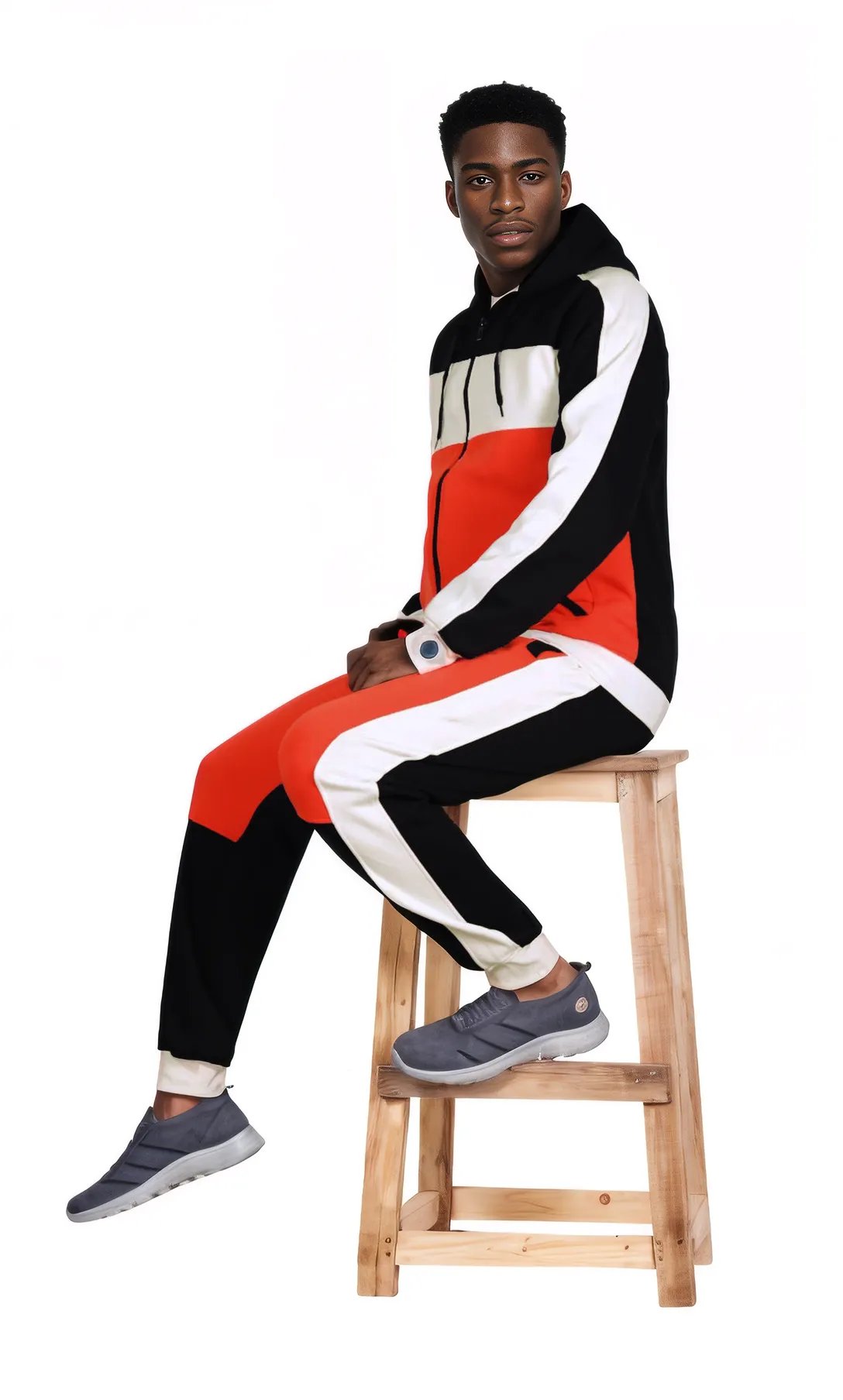 Mens' Jogger Sweatsuit 2-Piece Color Block Sweat jacket Sweatpants Fleece suit