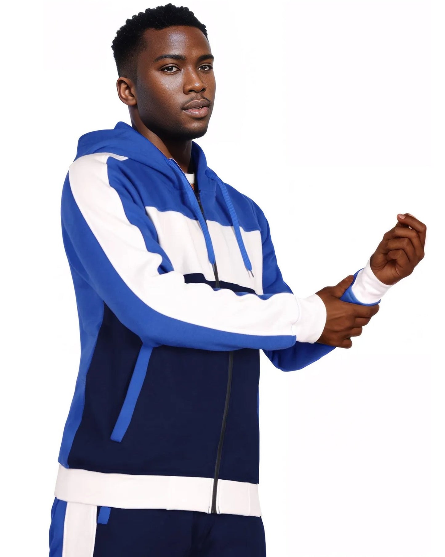 Mens' Jogger Sweatsuit 2-Piece Color Block Sweat jacket Sweatpants Fleece suit