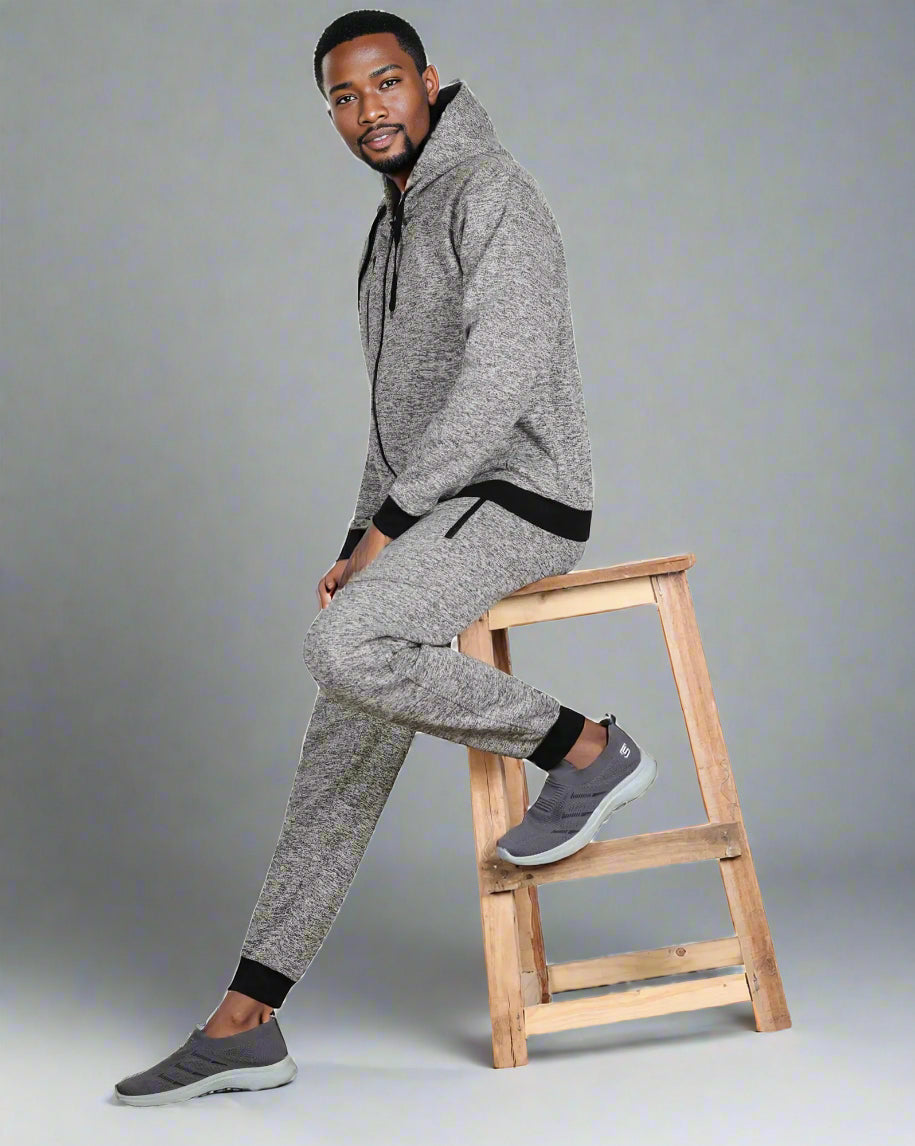 Men’s Warm Winter Tech Fleece Sweat Jacket Sweatpants Jogger Outfit