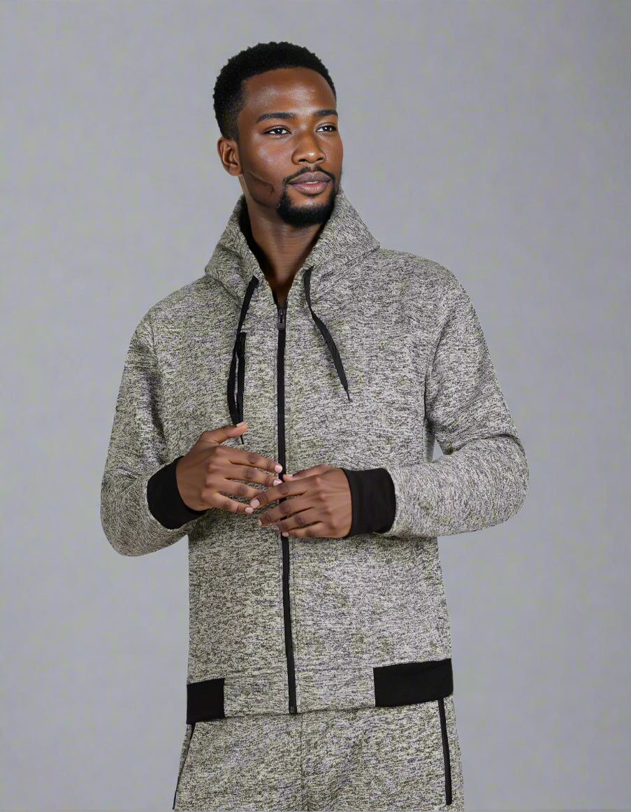 Men’s Warm Winter Tech Fleece Sweat Jacket Sweatpants Jogger Outfit