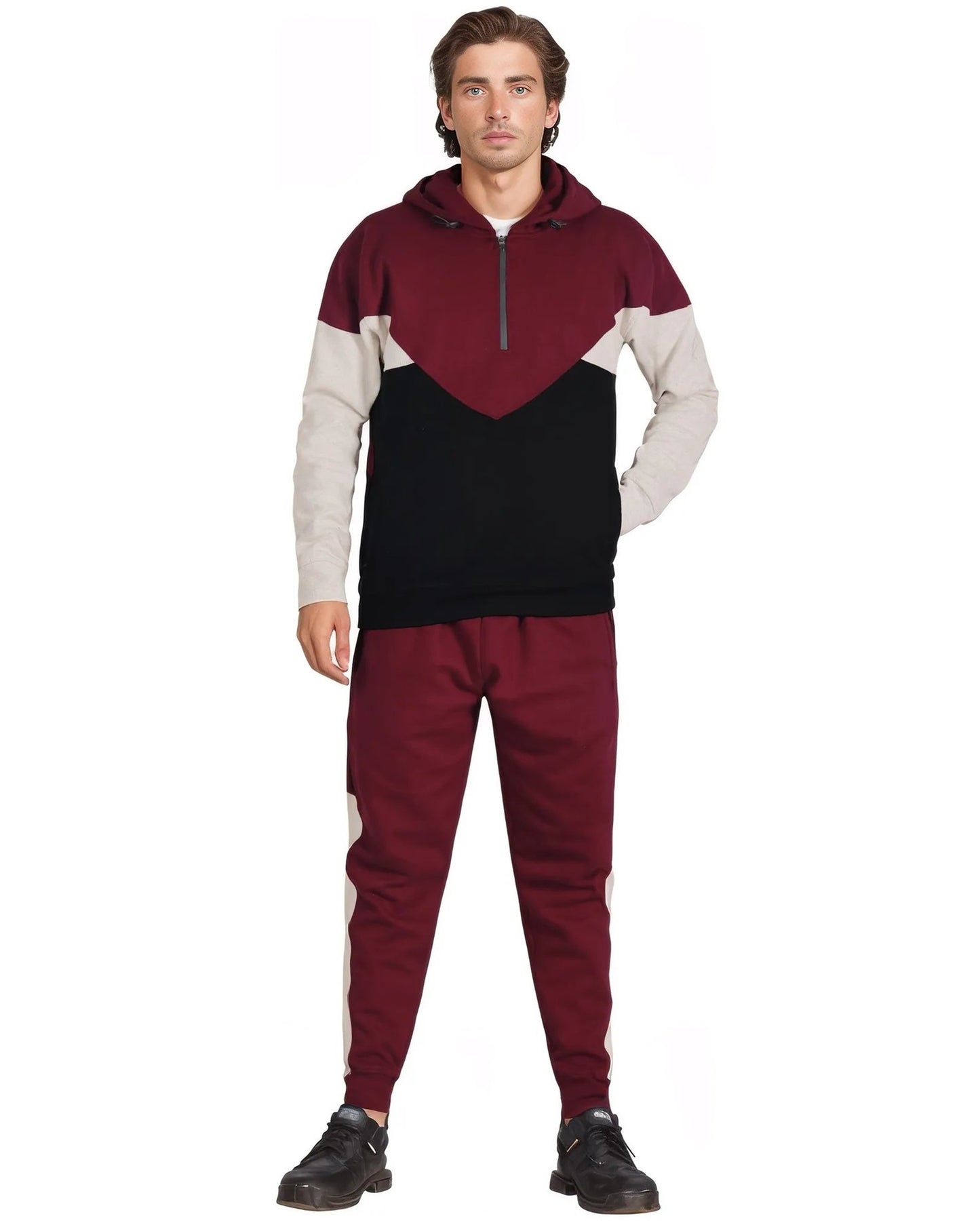 Men’s 2-Piece Quarter Zip Resilience Fleece Hoodie Sweatsuit