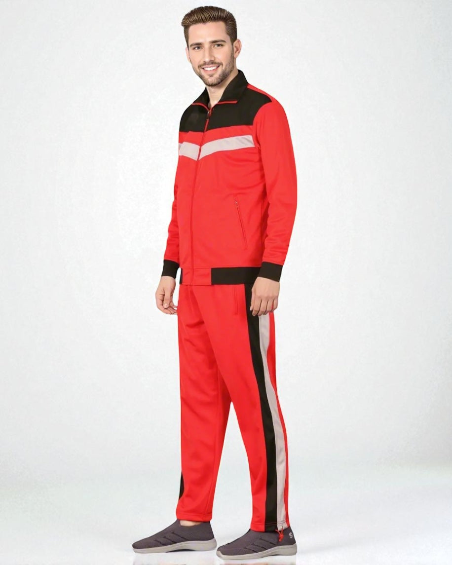 Men's Tracksuit Warm-Up 2-piece Retro Style Track Jacket & Pants Matching Set