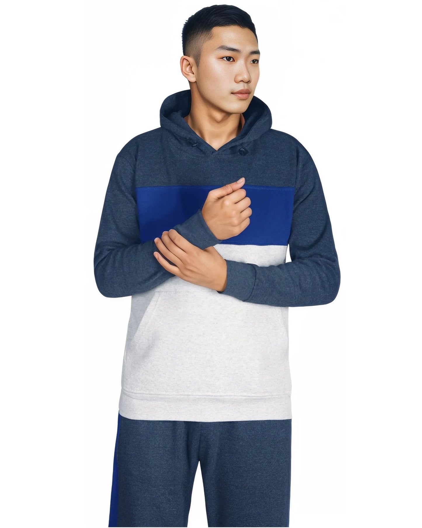 Men’s 2-piece Heavy Duty & matching Sweatpants Pullover Hoodie suit with stand