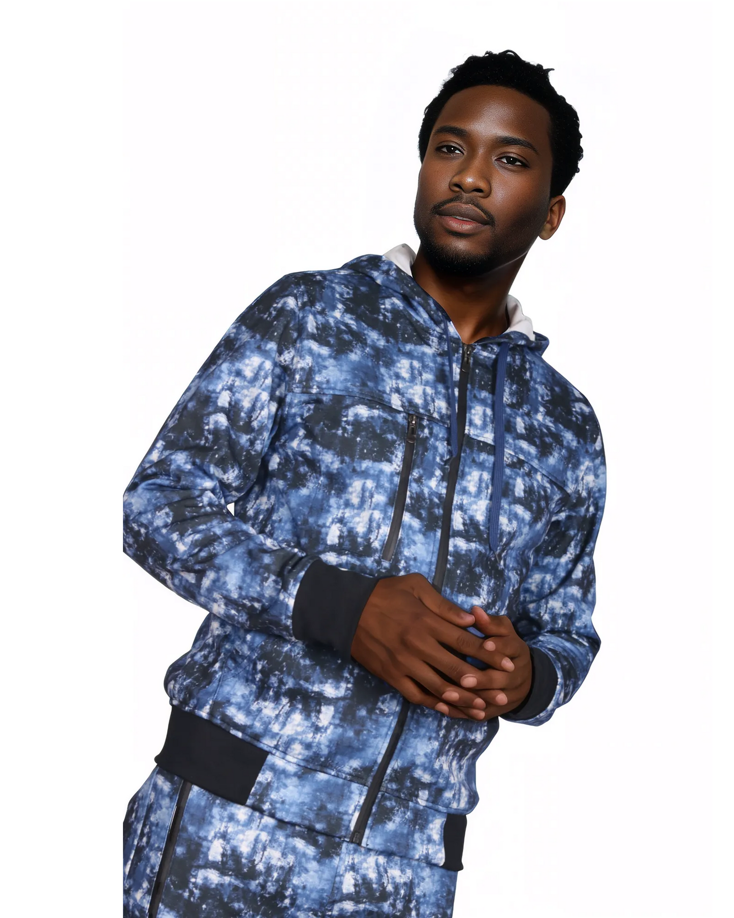 Men’s Print Design Fleece Suit Sweat Jacket & Sweatpants Jogging Set