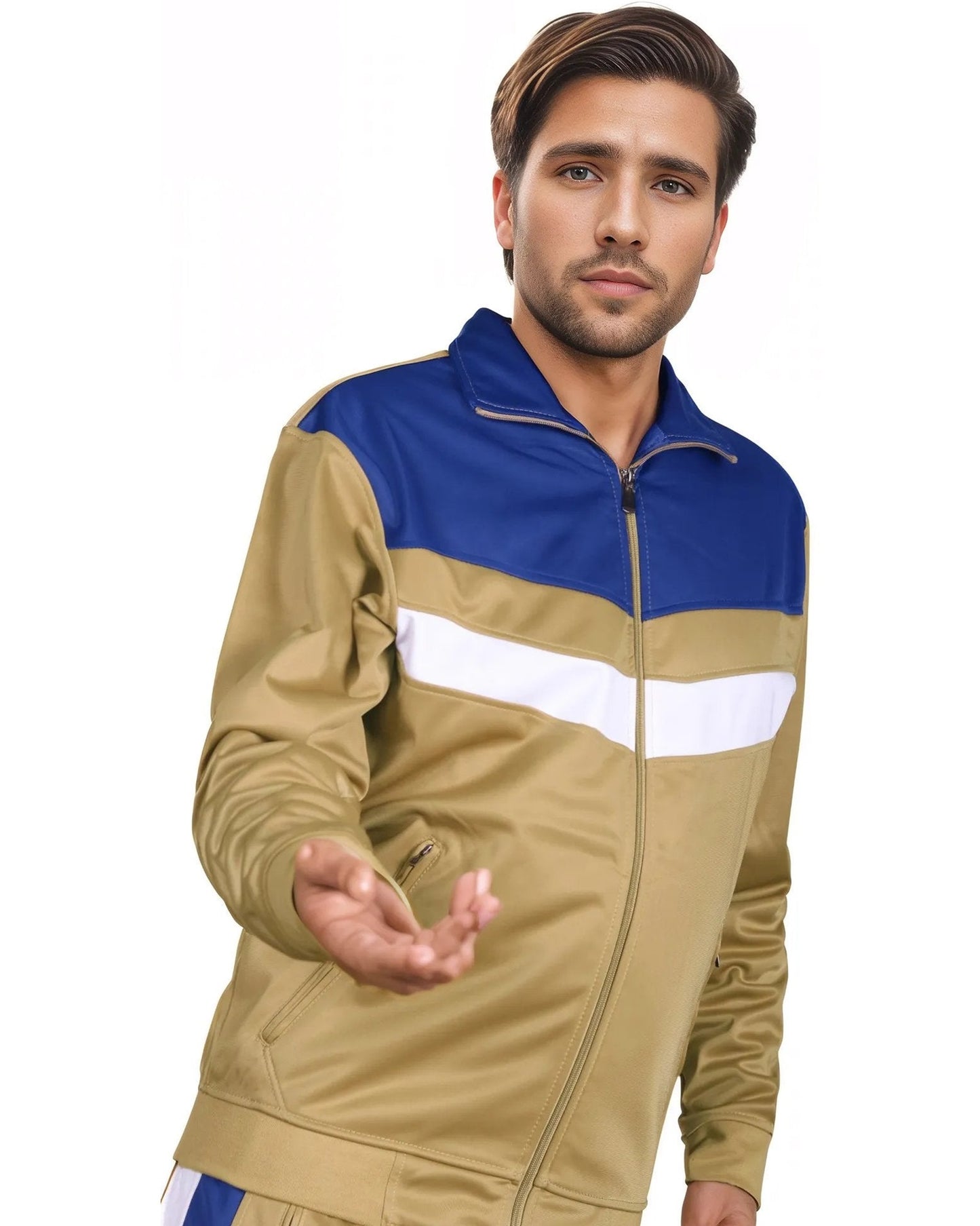 Men's Tracksuit Warm-Up 2-piece Retro Style Track Jacket & Pants Matching Set