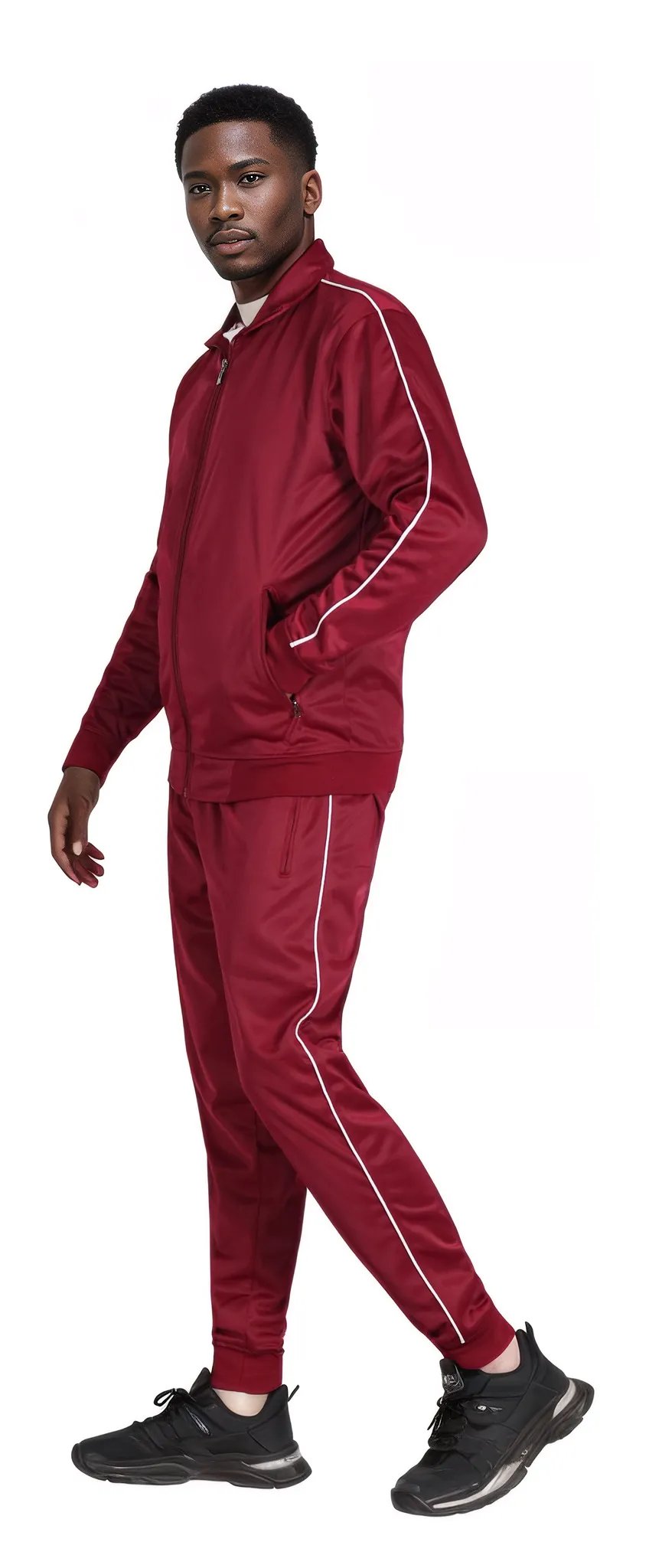 Men 2-piece Classic Jogger Tracksuit Track Jacket & Trackpants Solid Plain Outfit