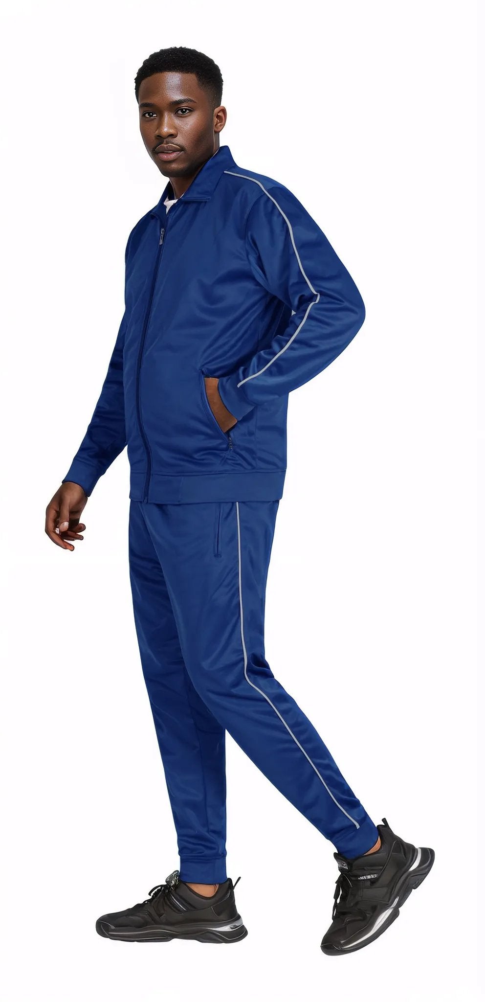 Men 2-piece Classic Jogger Tracksuit Track Jacket & Trackpants Solid Plain Outfit