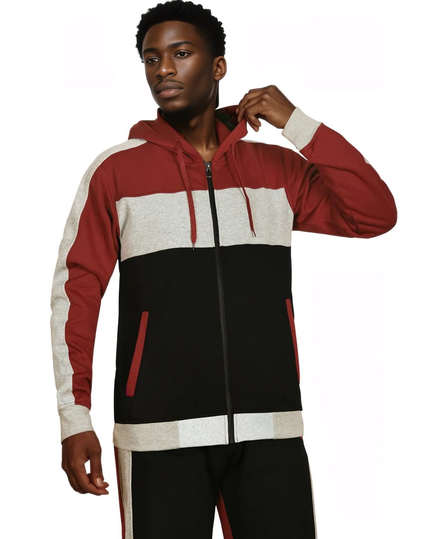 Mens' Jogger Sweatsuit 2-Piece Color Block Sweat jacket Sweatpants Fleece suit