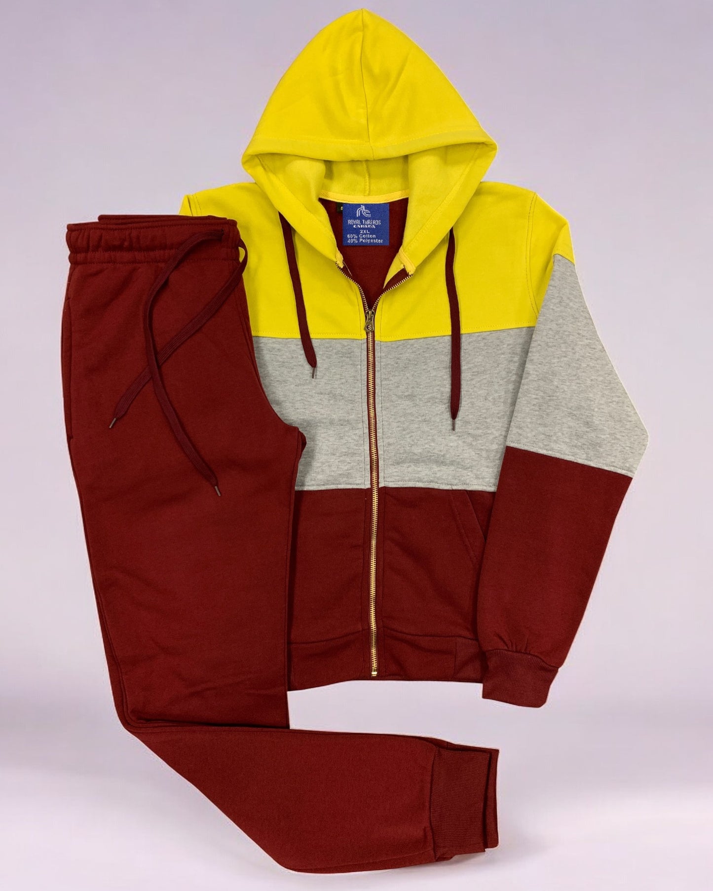 Women's ColorBlock Fleece SweatJacket and Jogger Sweatpants 2-Piece Fleece Suit