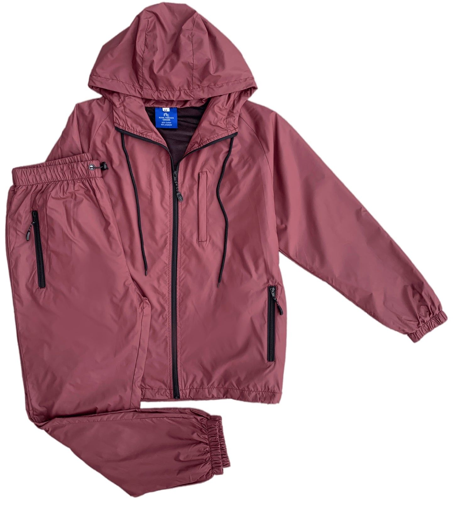 Men’s 2-Piece light weight Retro Windbreaker Jogging Suit Sauna GYM Set with Mesh Lining