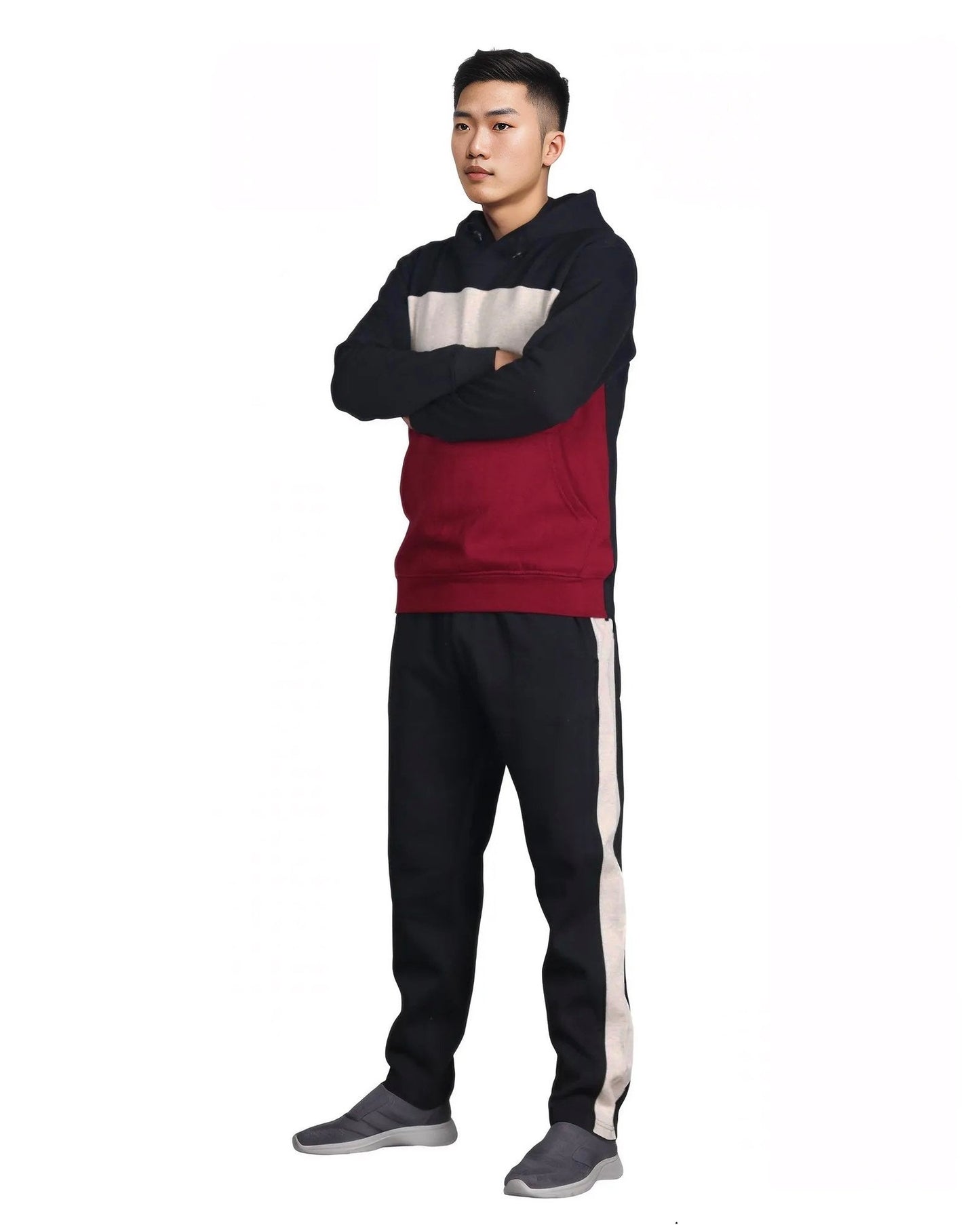 Men’s 2-piece Heavy Duty & matching Sweatpants Pullover Hoodie suit with stand