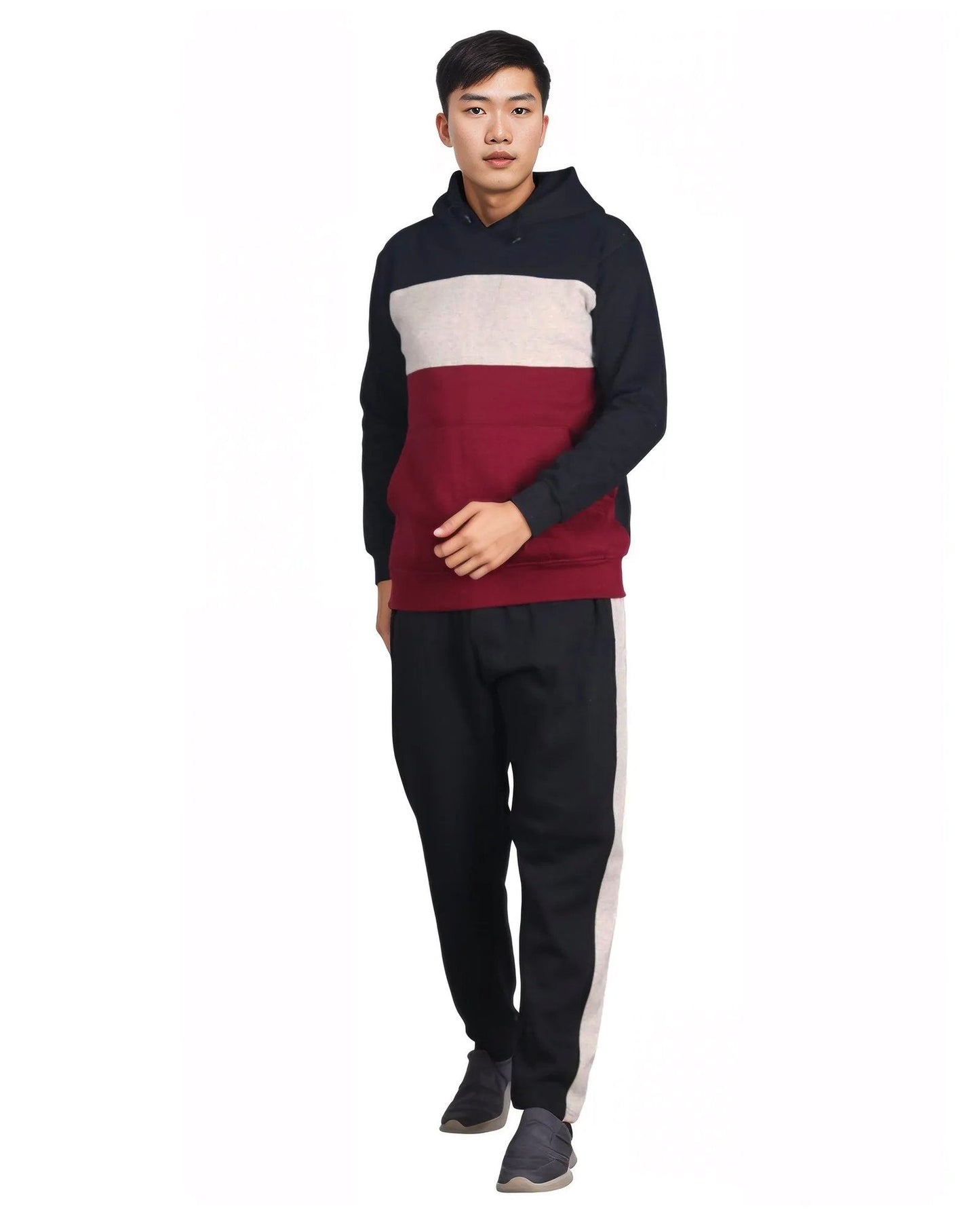 Men’s 2-piece Heavy Duty & matching Sweatpants Pullover Hoodie suit with stand