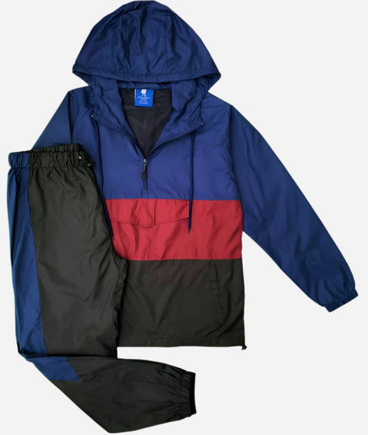Men’s 2-Piece Quarter Zip Pullover Windbreaker Tracksuit Jogger Sports Mesh lined Outfit