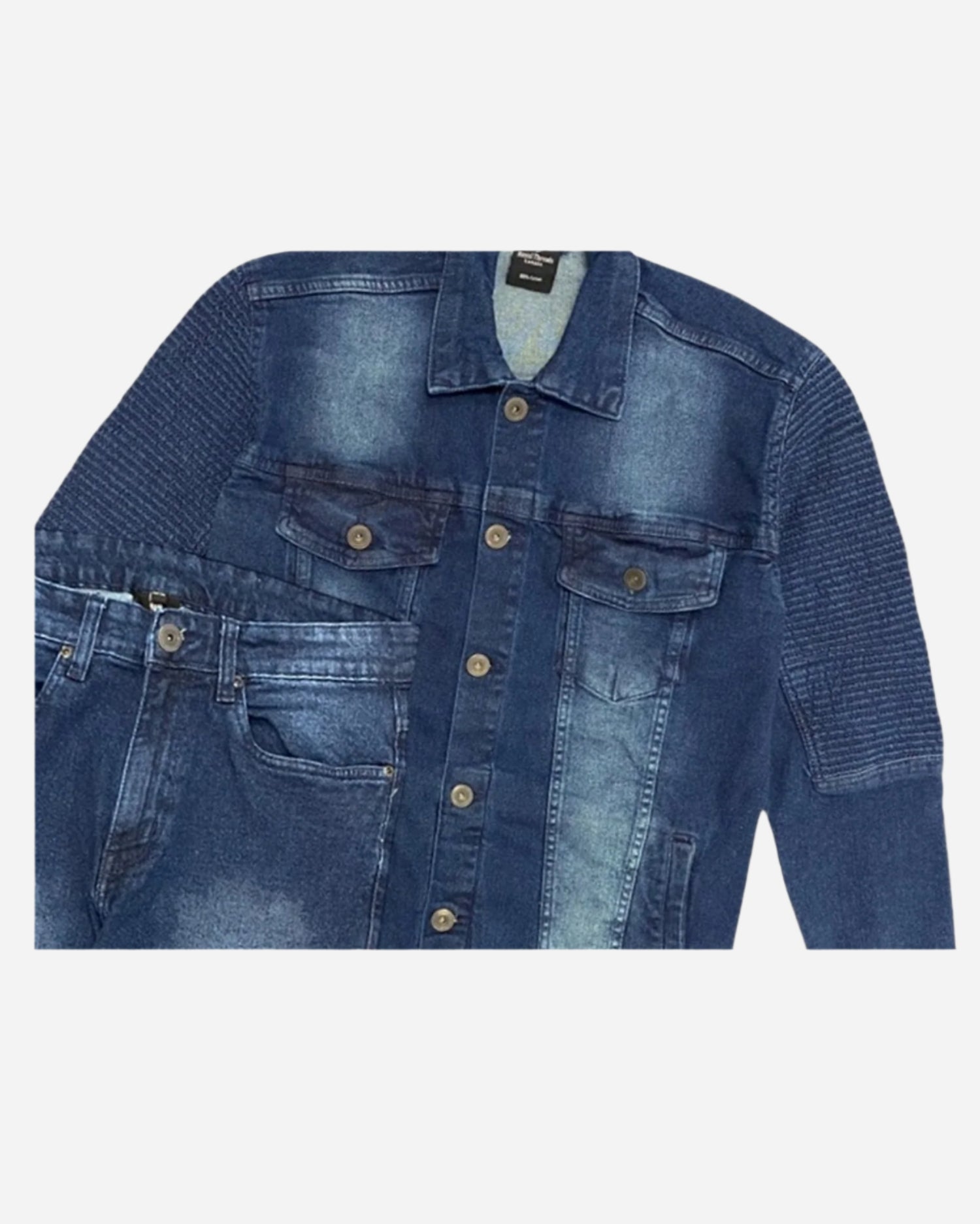 Men’s Denim Suit Standard Cut Biker Jacket With Slim Fit Biker Pants