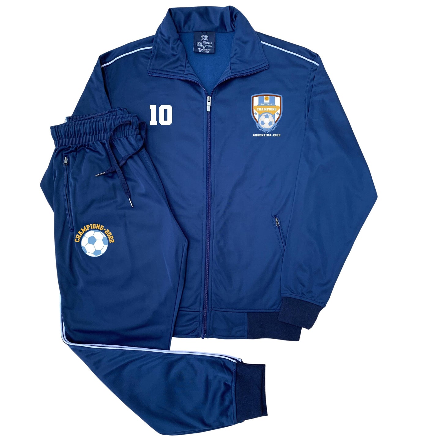 Men Soccer Tracksuit Argentina Theme Print Top and Bottom Outfit