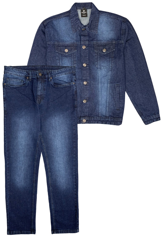 Men's Denim Classic Jean Suit 2-Piece Outfit Jacket & Pants