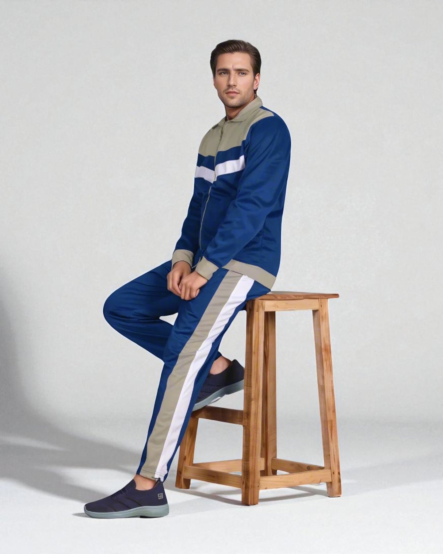 Men's Tracksuit Warm-Up 2-piece Retro Style Track Jacket & Pants Matching Set